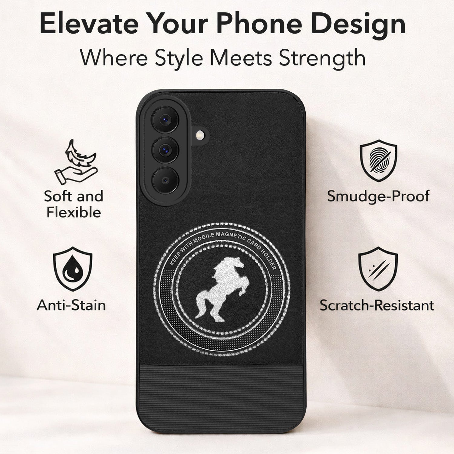 For Samsung Galaxy A57 5G Back Cover Case PU Leather Finish (Professional Minimalist Texture | MagSafe Compatile | Camera Protection | Sleek Sober Formal)