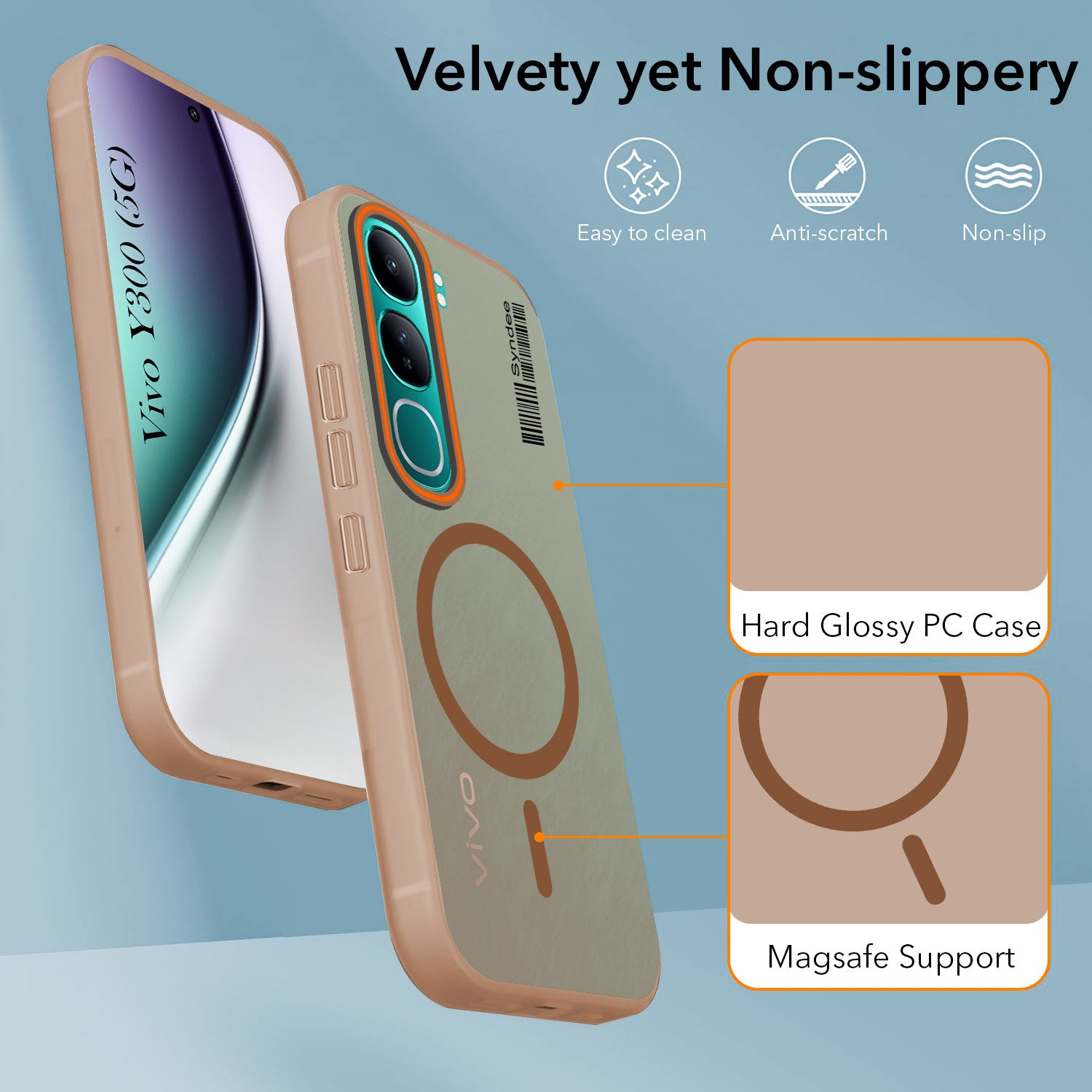 For Vivo Y300 Back Cover Case (Soft Touch | Camera Bump Protection | MagSafe Compatible | Matte Finish)