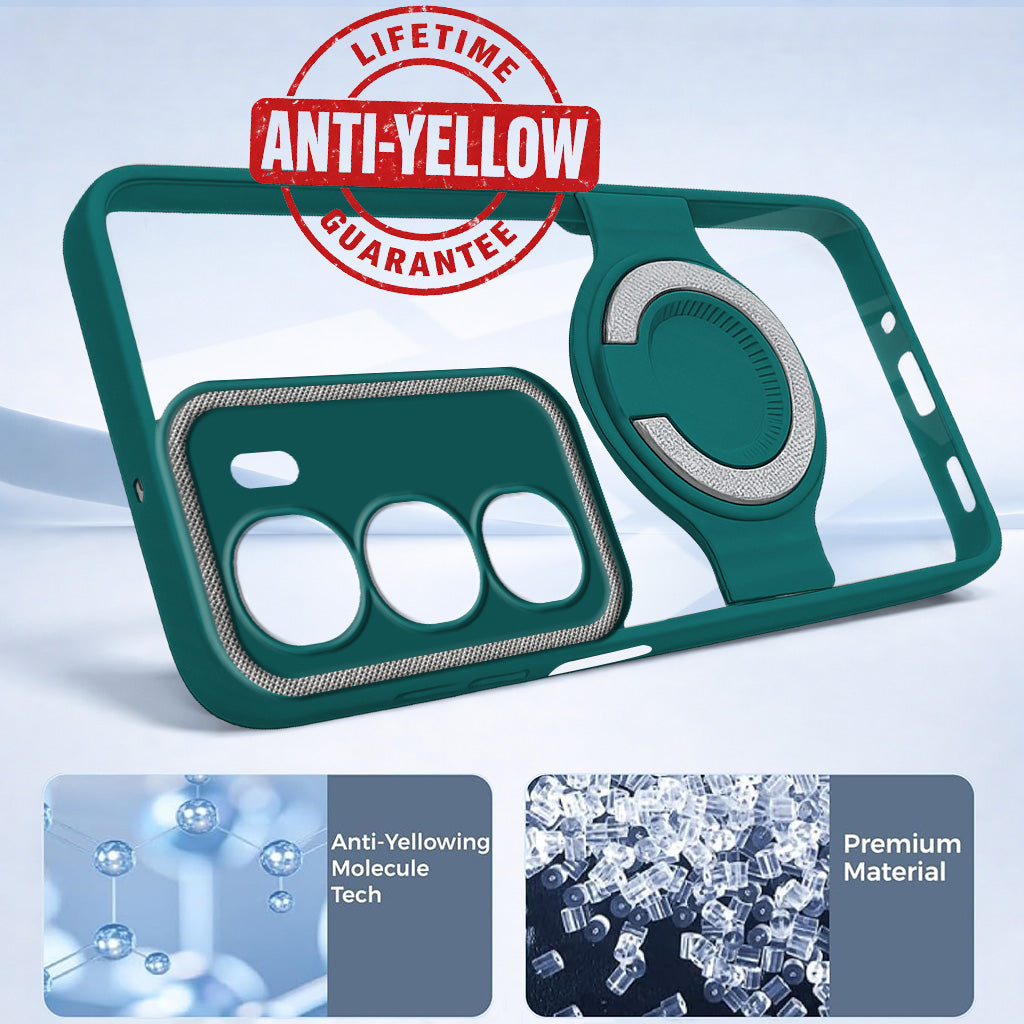 For Vivo Y31 5G Back Cover Case with stand (Built-in Ring Holder Kickstand | Lifetime Anti Yellow | Camera Protection)