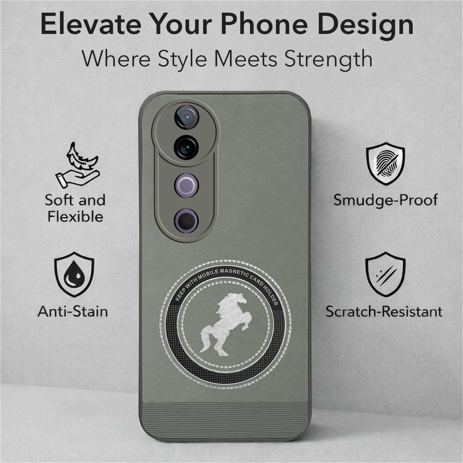 For Vivo V40 | Vivo V40 Pro 5G Back Cover Case PU Leather Finish (Professional Minimalist Texture | MagSafe Compatile | Camera Protection | Sleek Sober Formal)