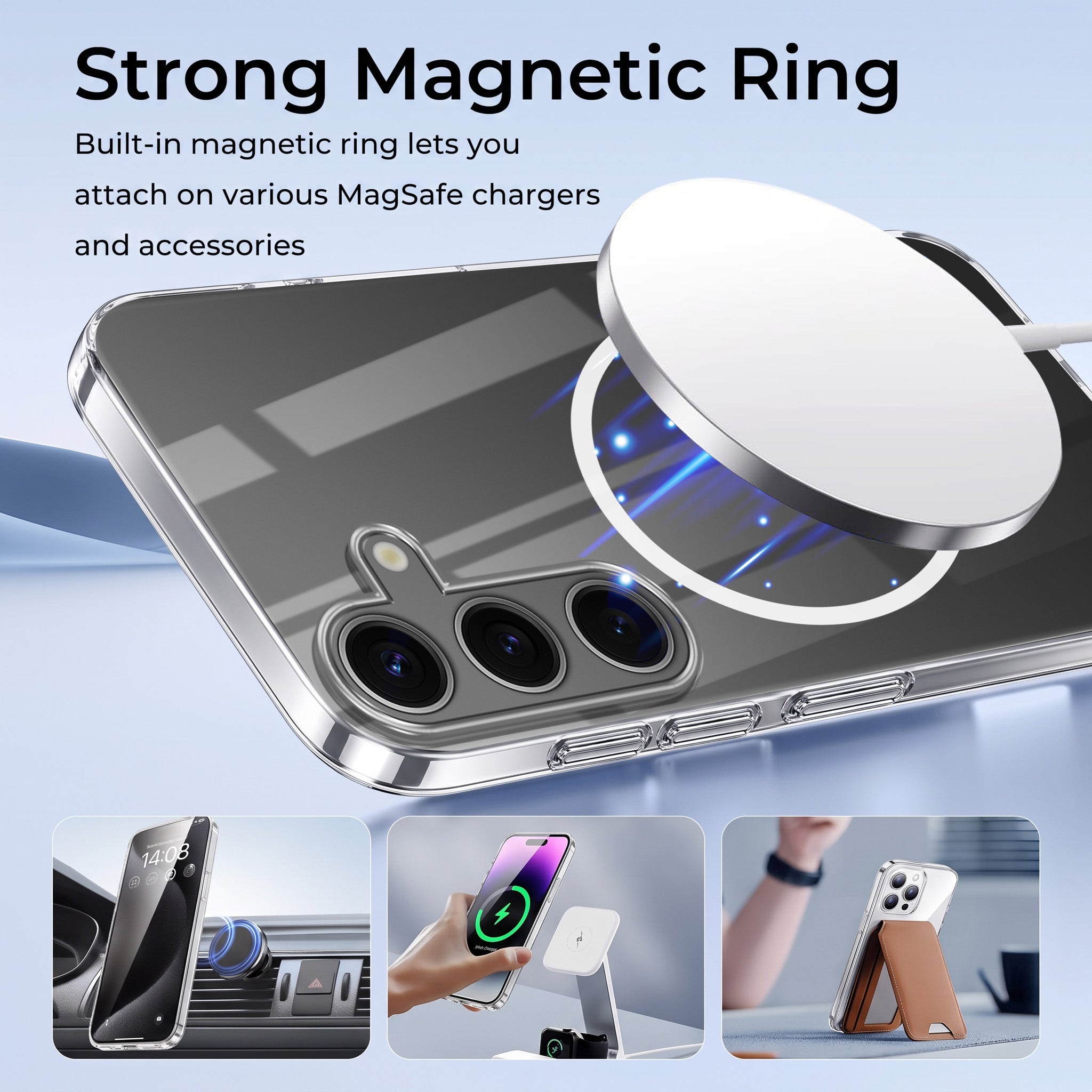 For Samsung Galaxy S24 Back Case Cover Crystal Anti Yellow (Unbreakable PC | MagSafe Wireless Charging Support |Camera Protection Bump)