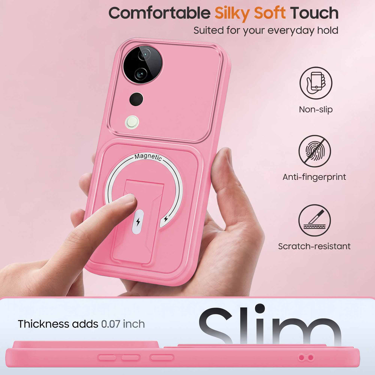 For Vivo T3 Ultra Back Case Cover Metallic (Hybrid Armor Kickstand | MagSafe Compatible | Camera Protection Shockproof)