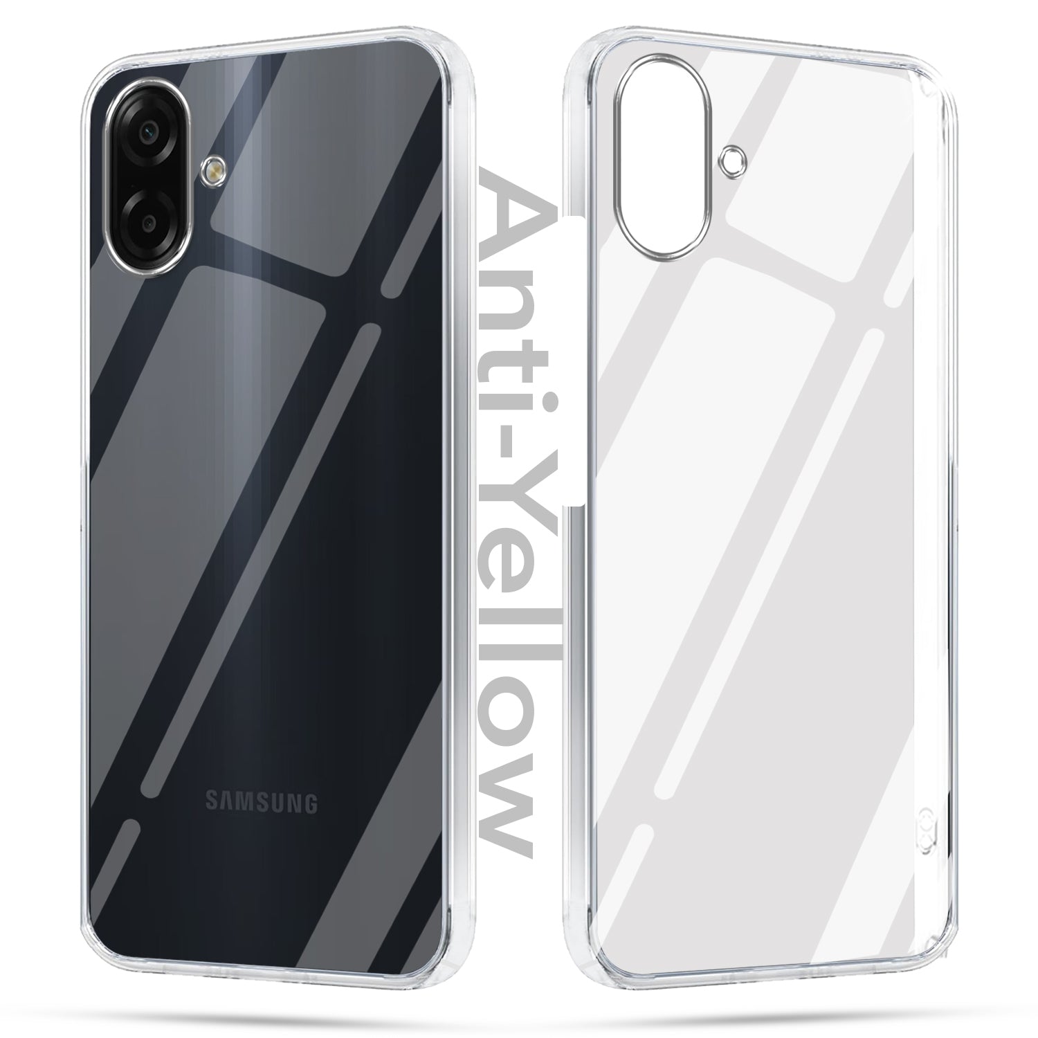 For Samsung Galaxy M07 | Samsung Galaxy F07 Combo with Back Cover and 9H Tempered Glass (Lifetime Anti-Yellow | Sleek Hard Crystal | Oleophobic Coating Screen Glass)