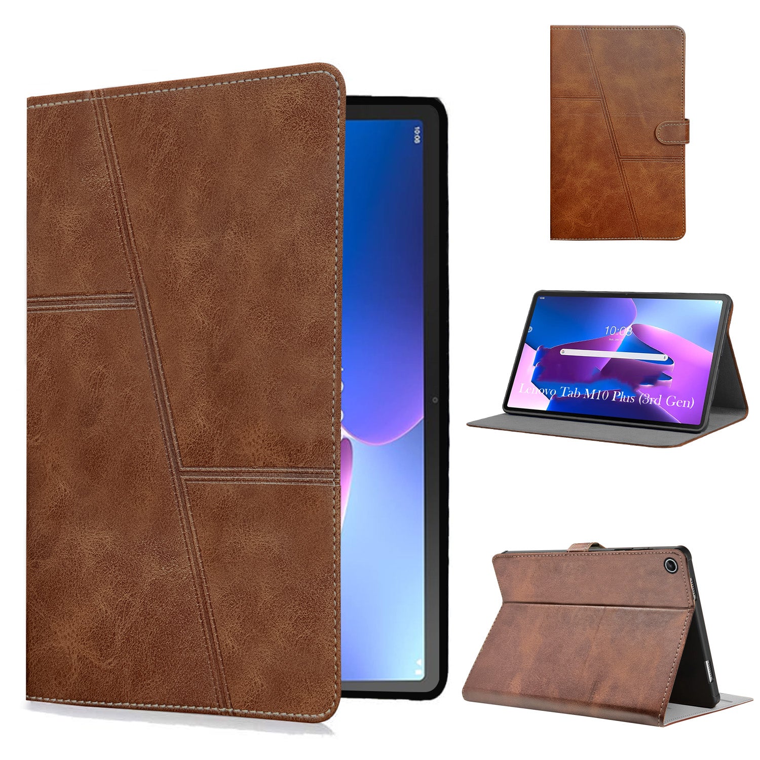 For Flip Cover Folio Case Lenovo Tab M10 Plus (3rd Gen) 12 Inch (PU Leather | Multi-Angle Smart Stand | Card Storage Slots | Silicone Back Pouch)
