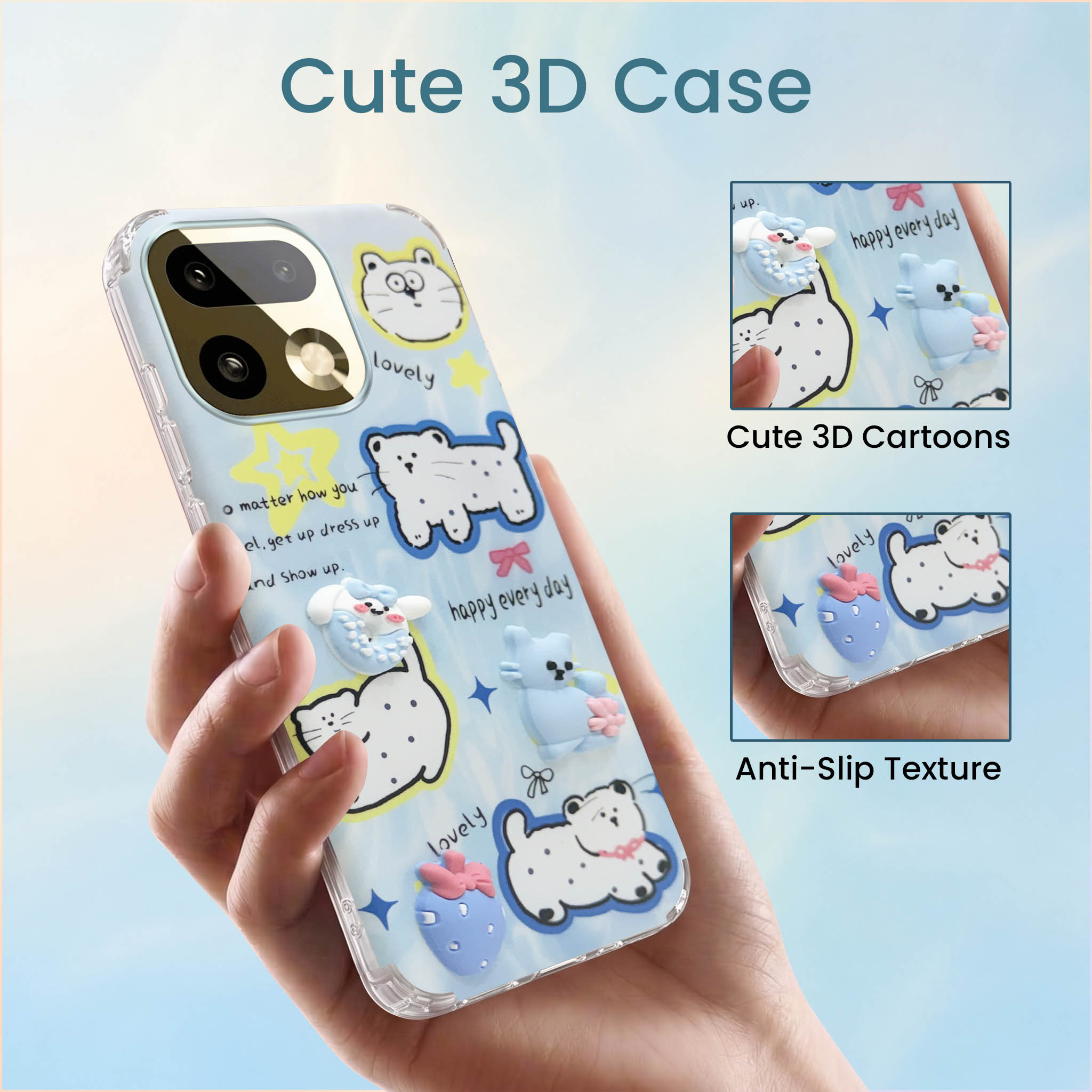For Realme 16 Pro Plus 5G Back Cover Case (3D Cute Cartoons | Hard Back Side Soft | Matte Premium Finish | HD Printing)