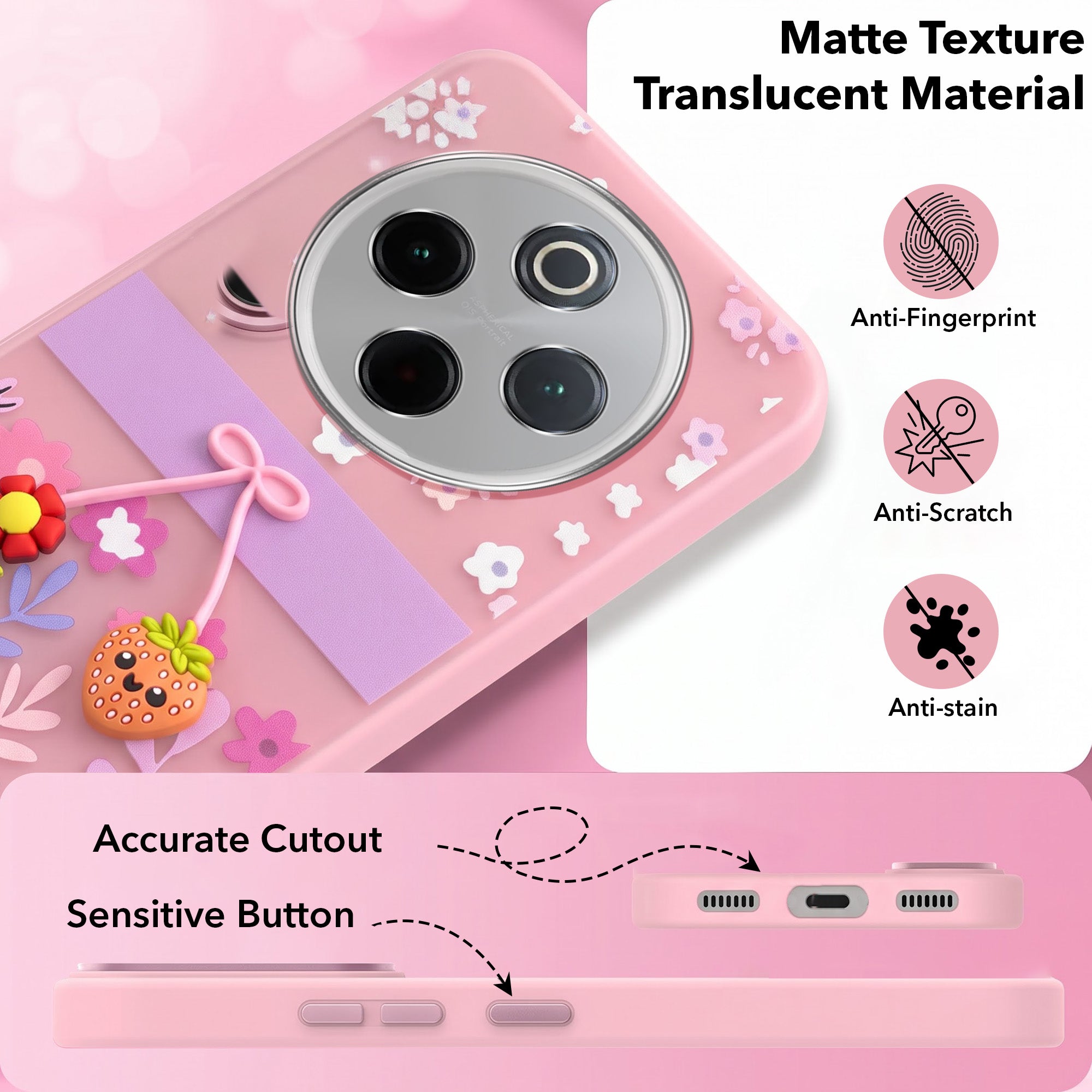 For Vivo iQOO Z10 Back Cover Case (3D Cute Cartoons | Hard Back Side Soft | Matte Premium Finish | HD Printing)