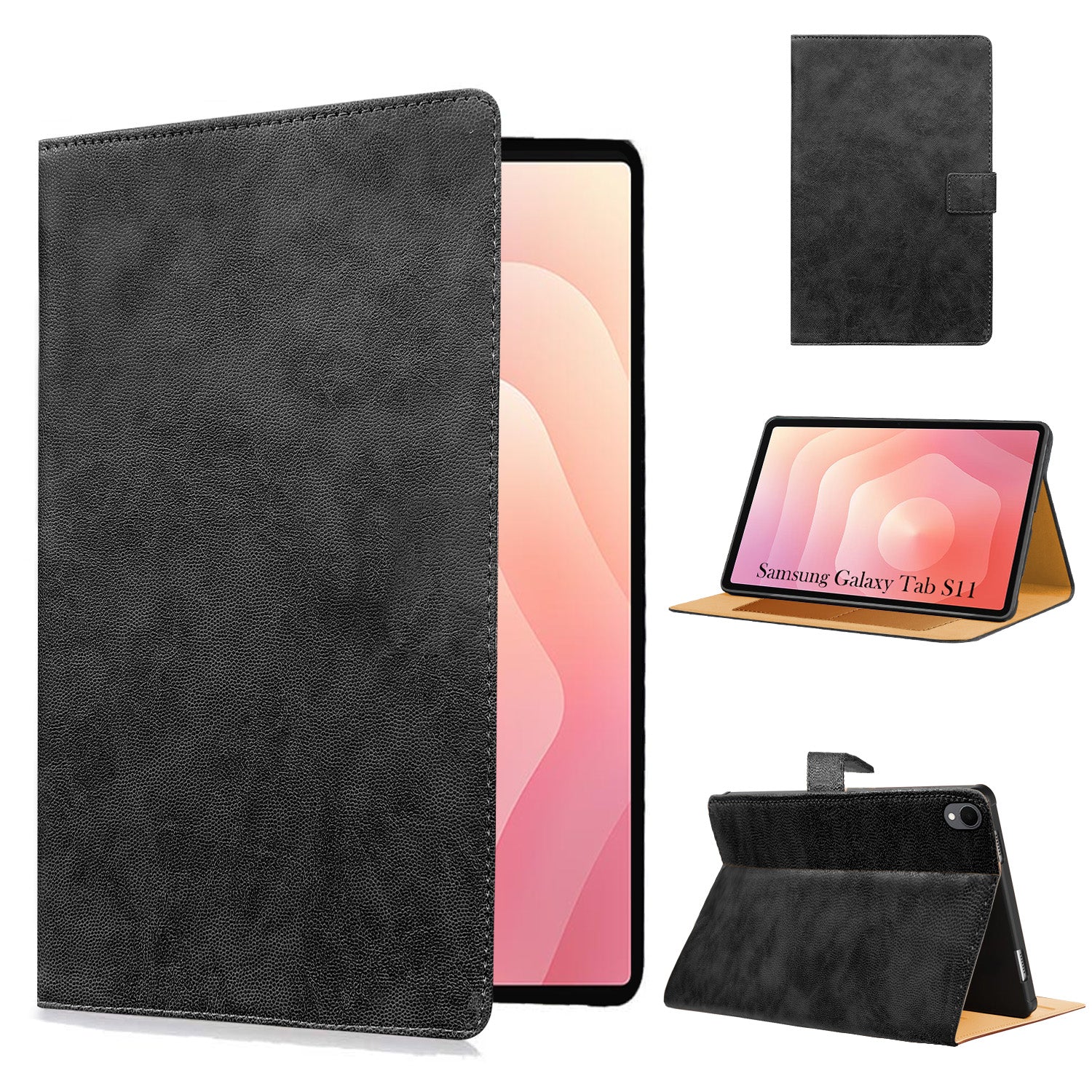 For Samsung Galaxy Tab S11 11 Inch SM-X730/X736/X736B Flip Cover Folio Cover (PU Leather | Multi-Angle Smart Stand | Card Storage Slots | Silicone Back Pouch)