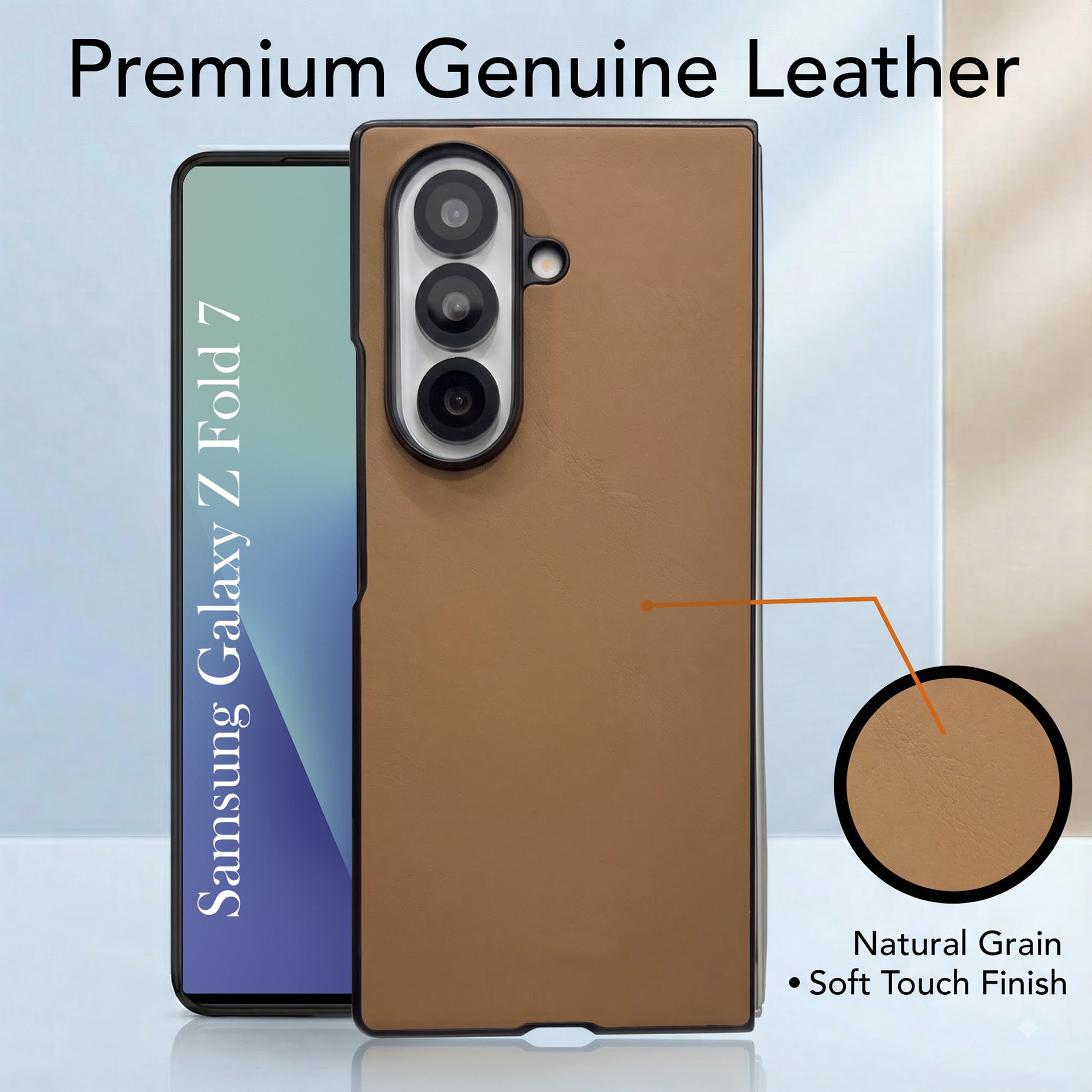 For Samsung Galaxy Z Fold 7 Premium Cover Case (Soft Leater Touch | Interior Protective Cloth | Slim 360* Protection)