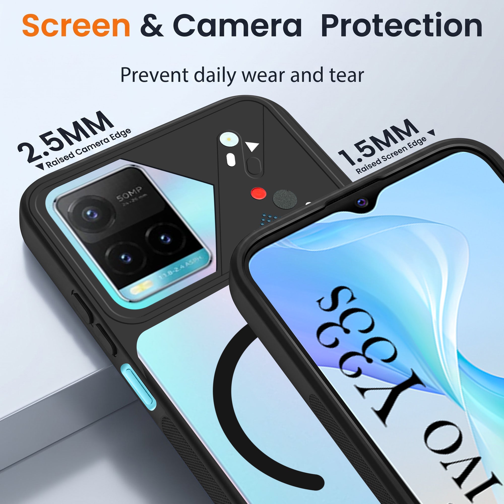 For Vivo Y33s Back Cover Case Lifetime Anti-Yellow Clear (Camera Protection | Side Grip | Wireless MagSafe Compatible)