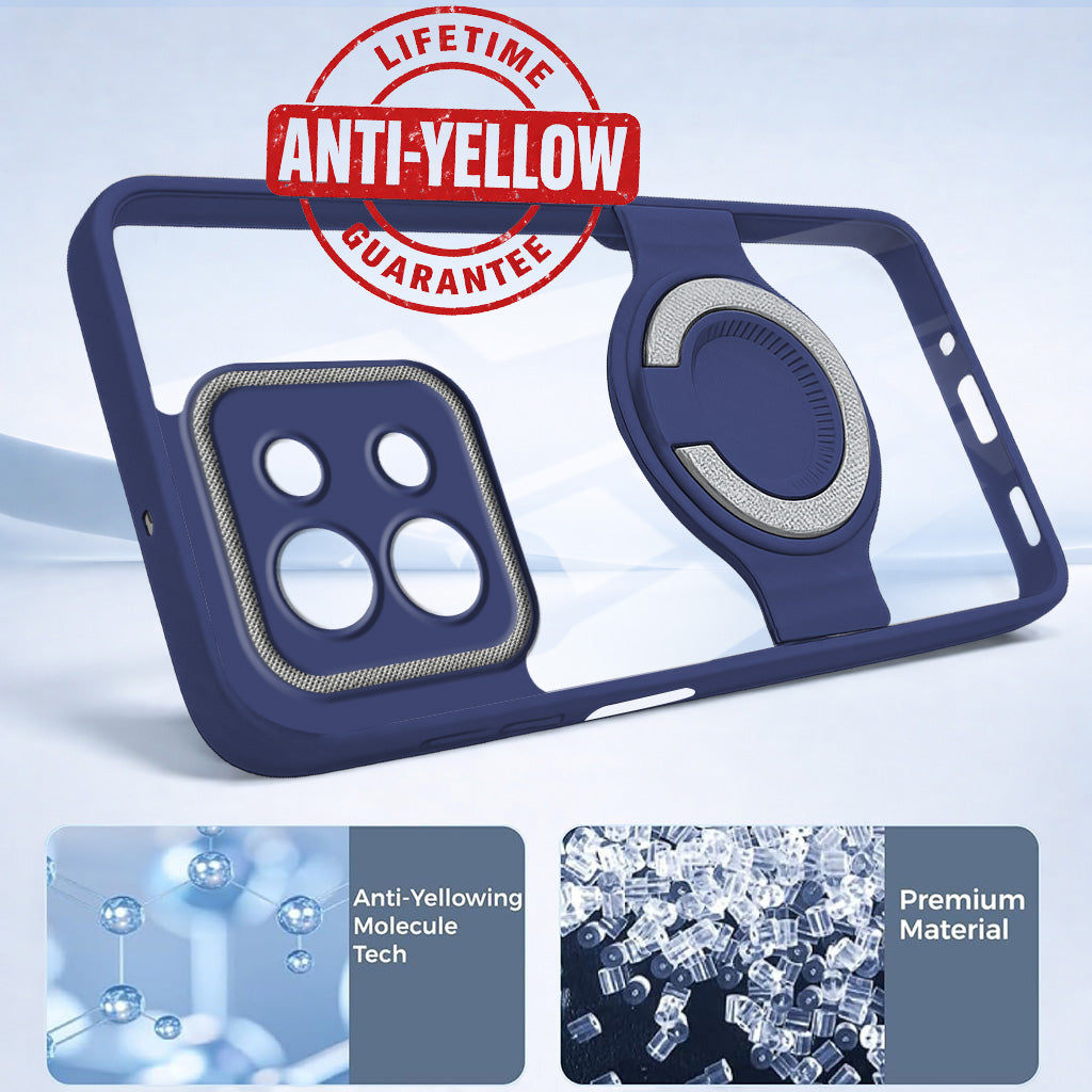 For Vivo Y58 5G Back Cover Case with stand (Built-in Ring Holder Kickstand | Lifetime Anti Yellow | Camera Protection)