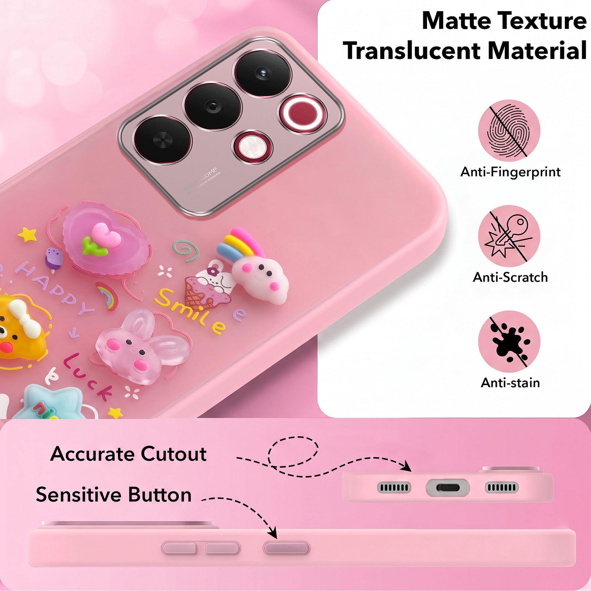 For Realme 15X Back Cover Case (3D Cute Cartoons | Hard Back Side Soft | Matte Premium Finish | HD Printing)