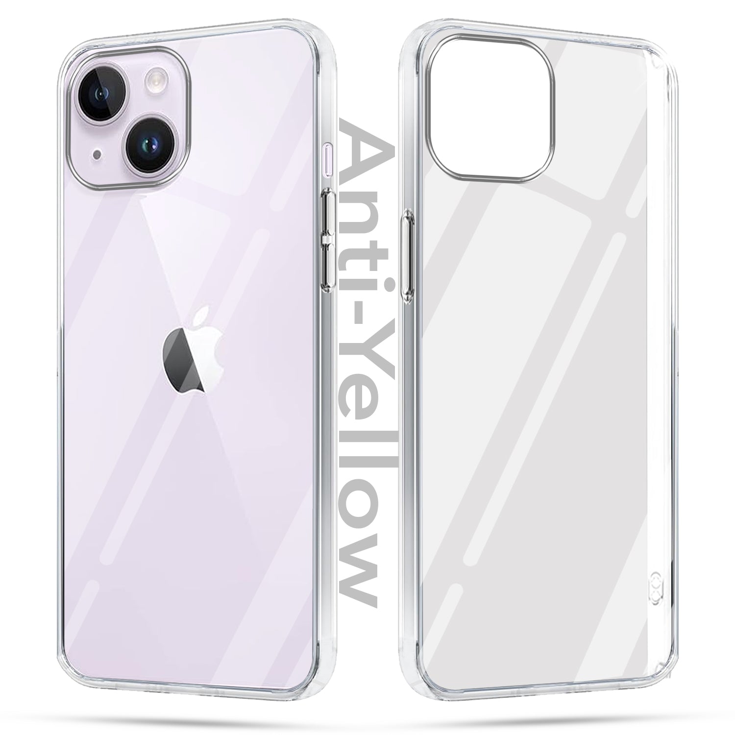 For Apple iPhone14 Plus Combo with Back Cover and 9H Tempered Glass (Lifetime Anti-Yellow | Sleek Hard Crystal | Oleophobic Coating Screen Glass)