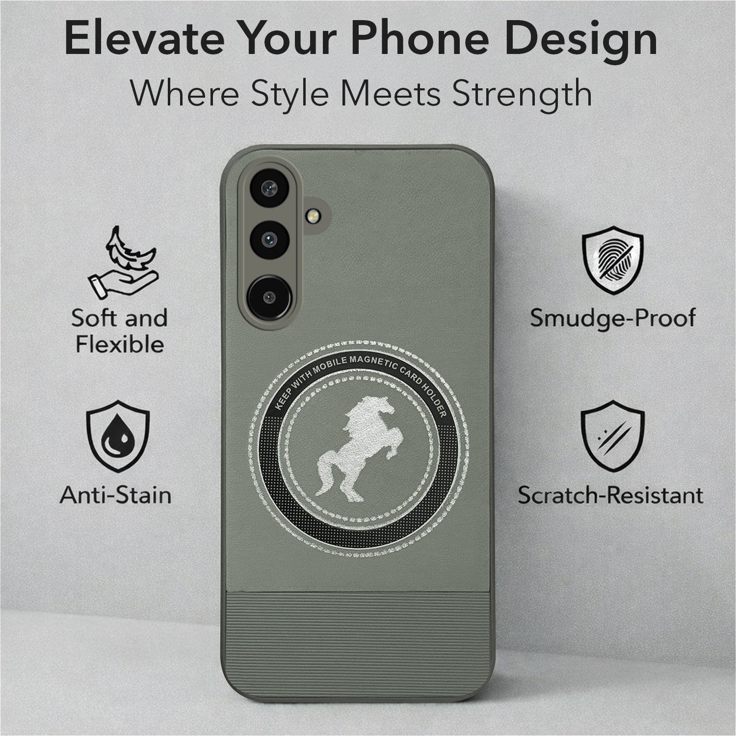 For Samsung Galaxy M16 5G | Samsung Galaxy F16 5G Back Cover Case PU Leather Finish (Professional Minimalist Texture | MagSafe Compatile | Camera Protection | Sleek Sober Formal)