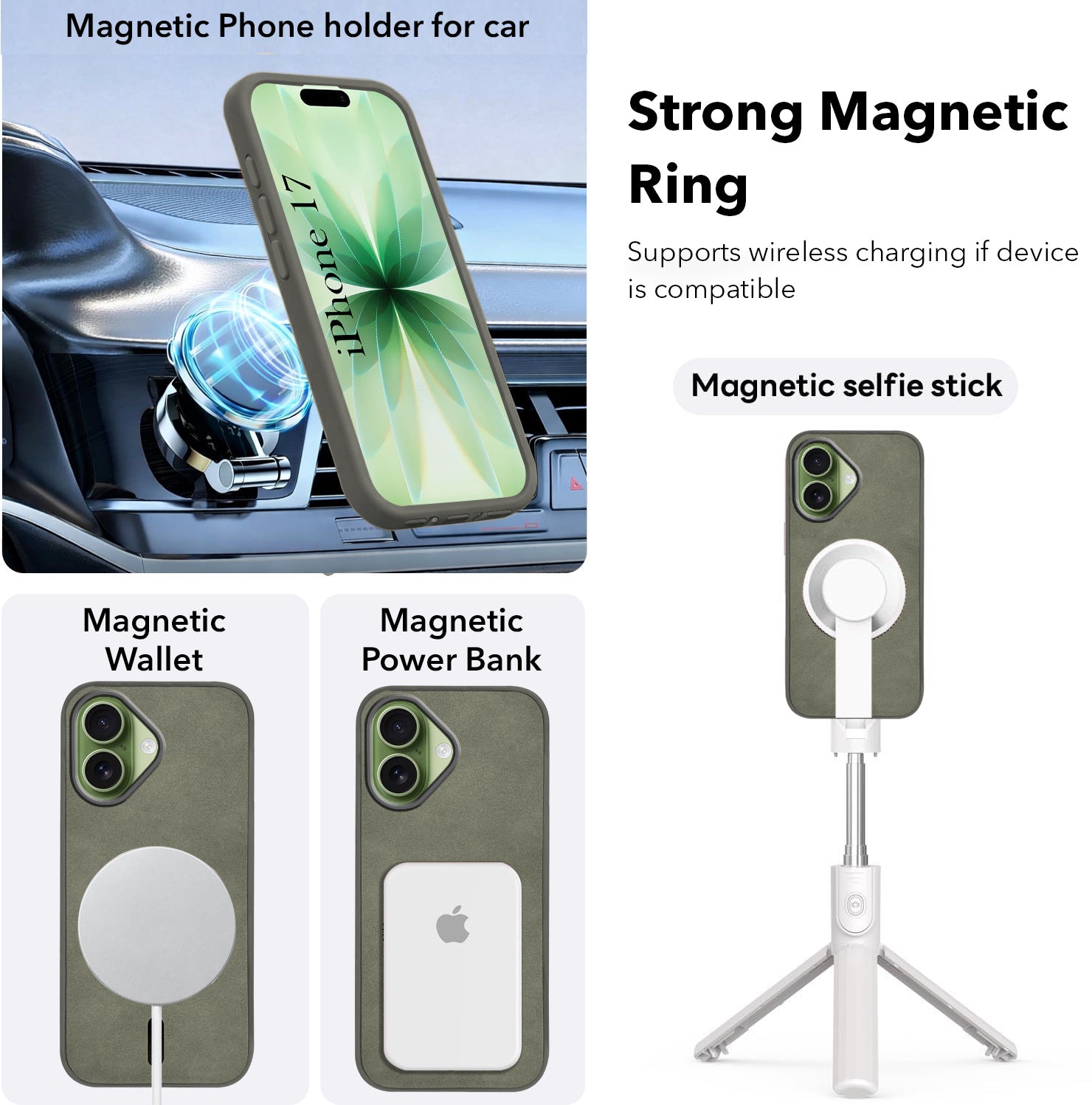 For Apple iPhone 17 Back Cover Case Leather Finish (MagSafe Compatible Wireless Charging | Soft Touch | Camera Bump Protection)