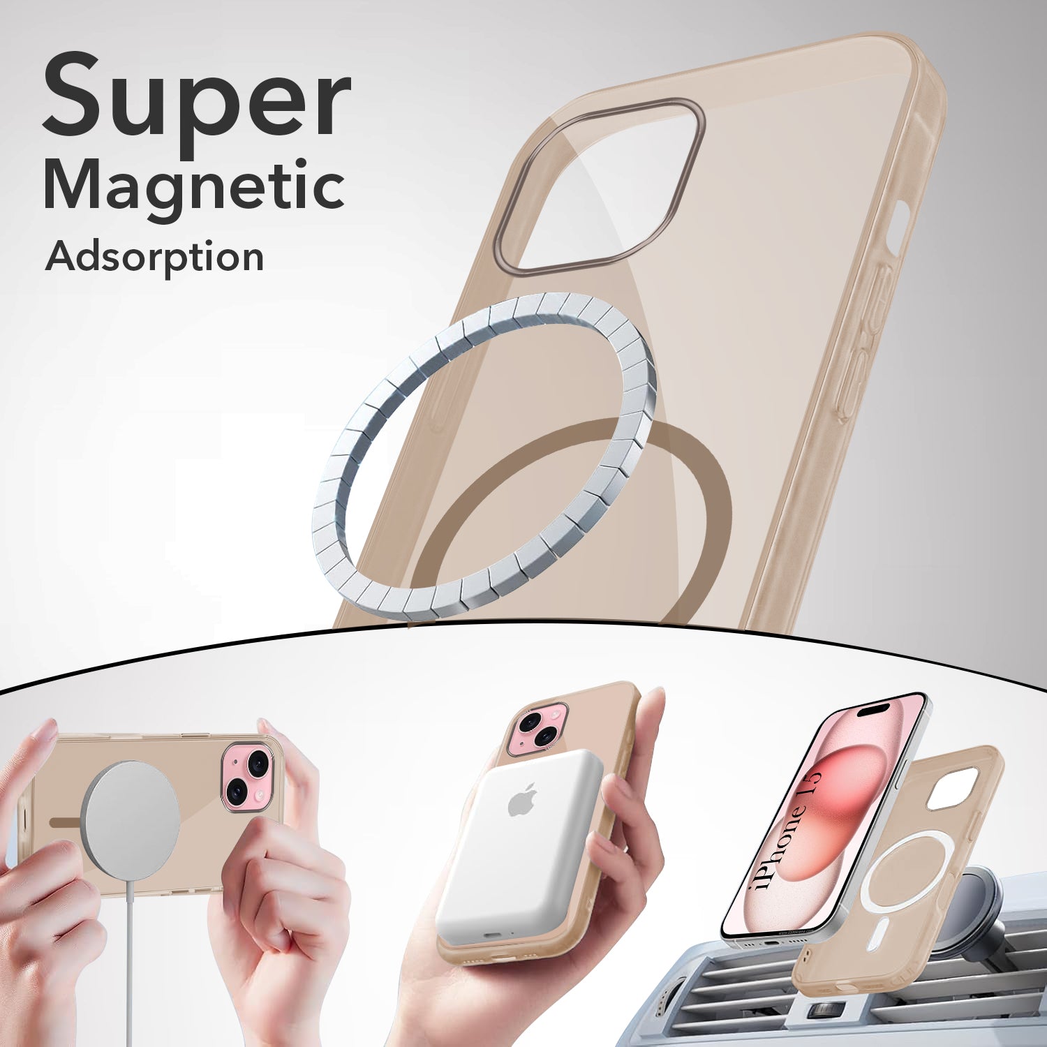 For Apple iPhone 15 Back Case Cover Lifetime Anti-Yellow MagSafe Compatible Clear (Sleek Hard Crystal | Camera Protection and Shockproof)