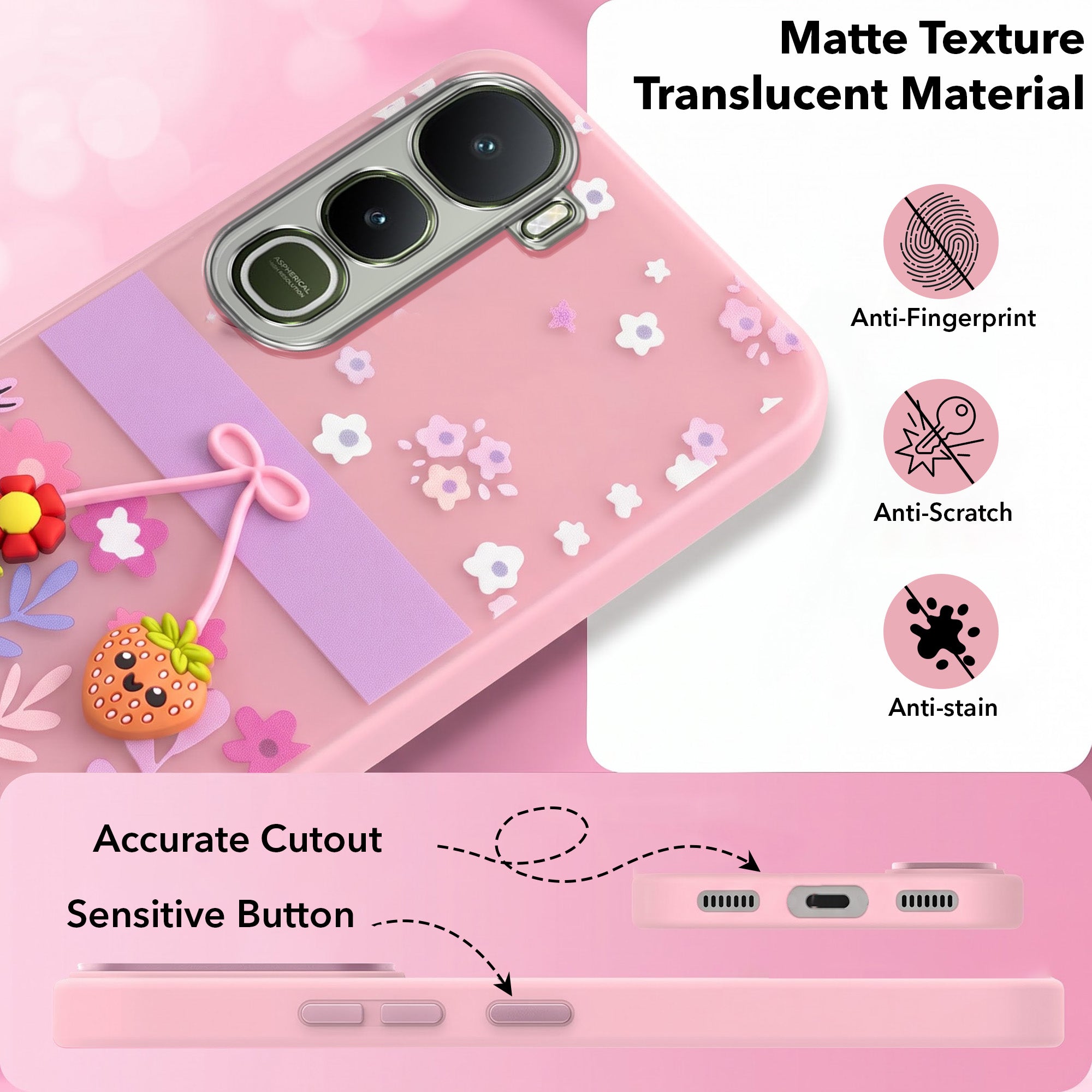 For Vivo Y400 Back Cover Case (3D Cute Cartoons | Hard Back Side Soft | atte Premium Finish | HD Printing)