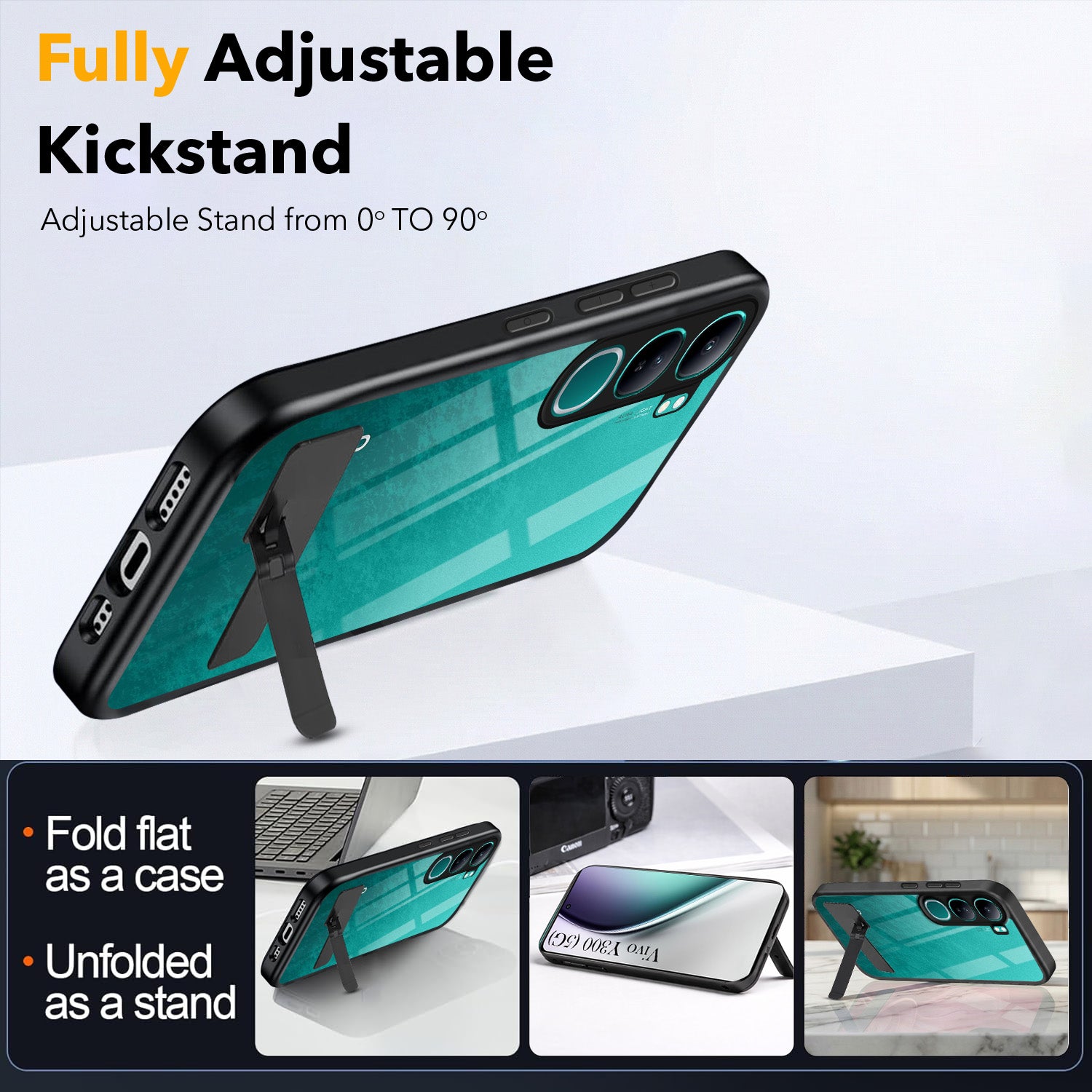 For Vivo Y300 Back Cover Case (Built-in Stand | Lifetime Anti Yellow | Kickstand Shockproof | Camera Protection | MagSafe Compatible)