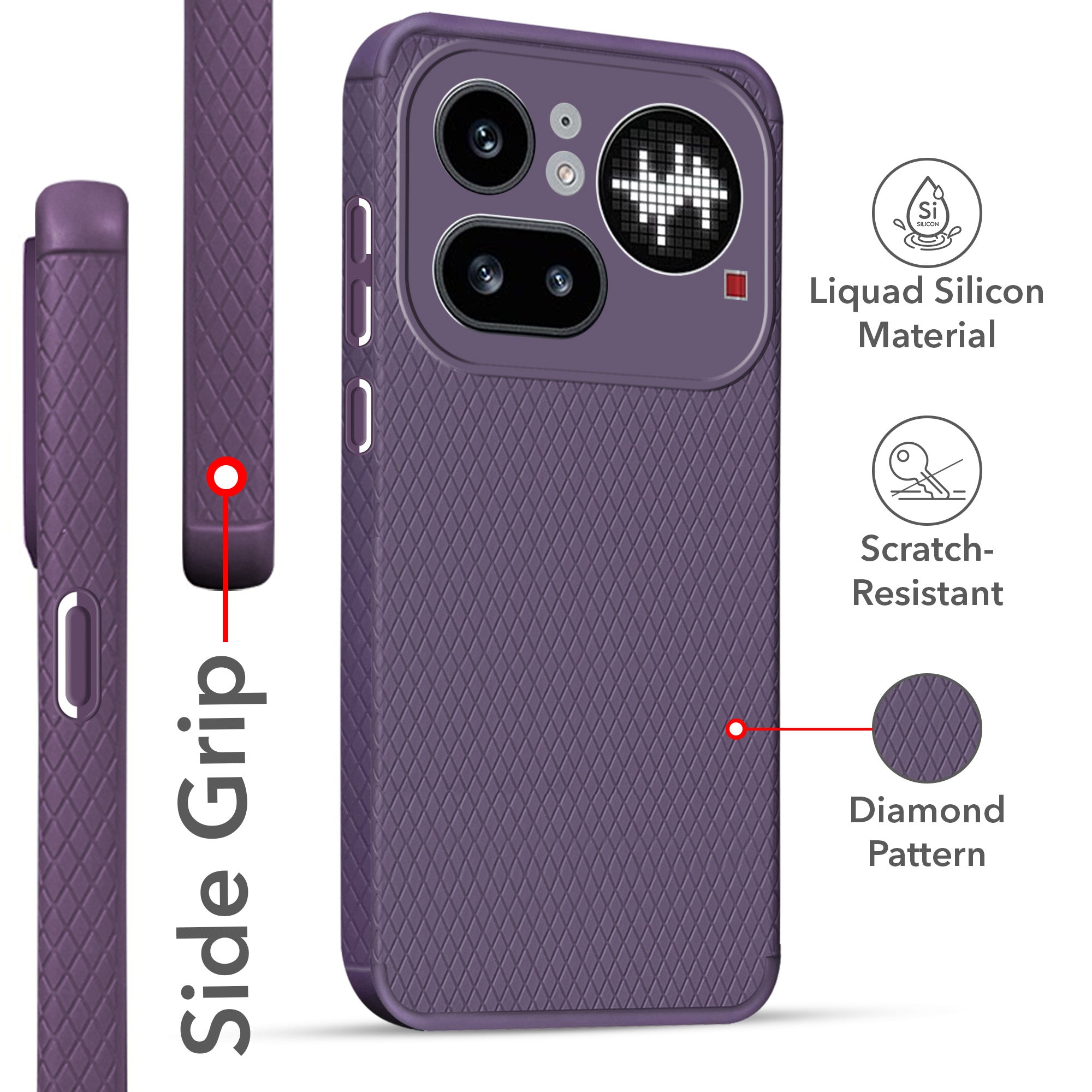 For Nothing Phone 4A Pro 5G Back Cover Case Liquid Silicone (Camera Protection | Side Grip Texture | Soft and Flexible)