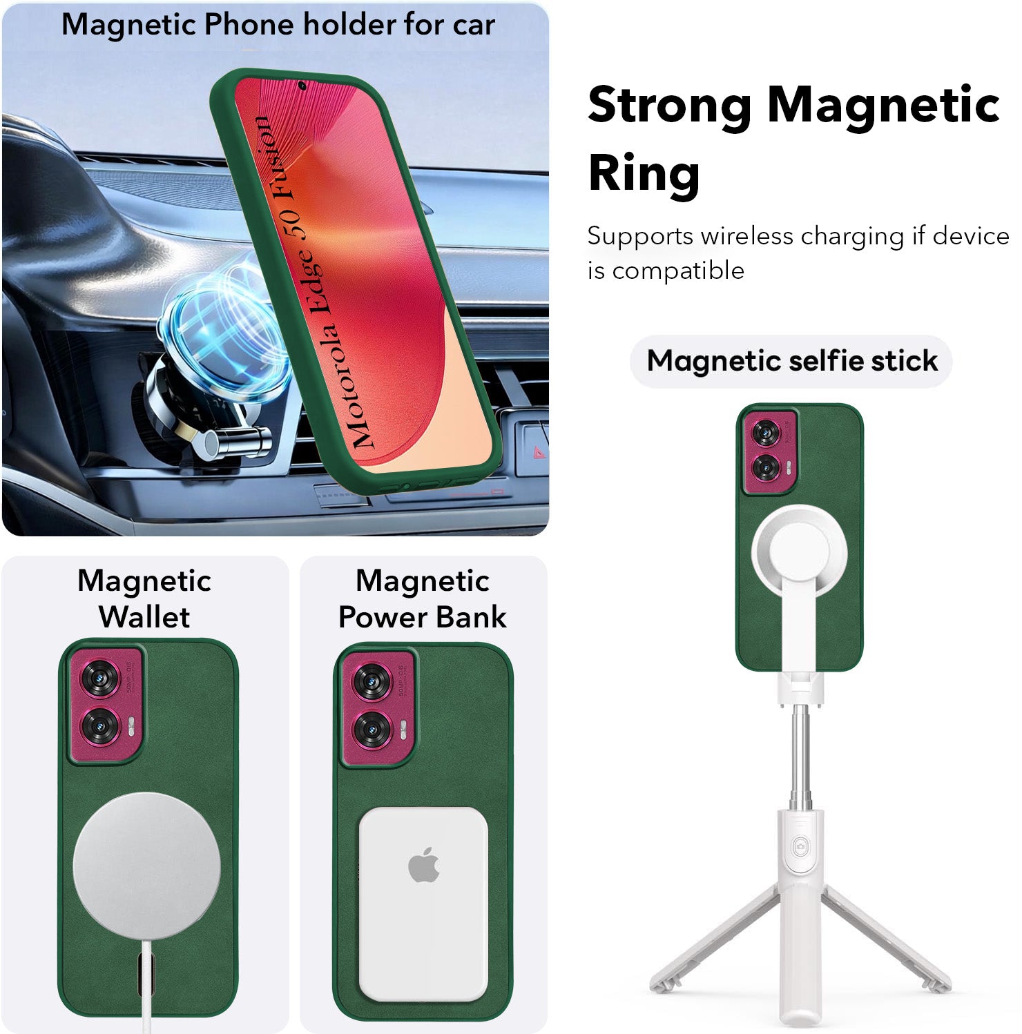 For Motorola Moto Edge 50 Fusion Back Cover Case Leather Finish (MagSafe Compatible Wireless Charging | Soft Touch | Camera Bump Protection)