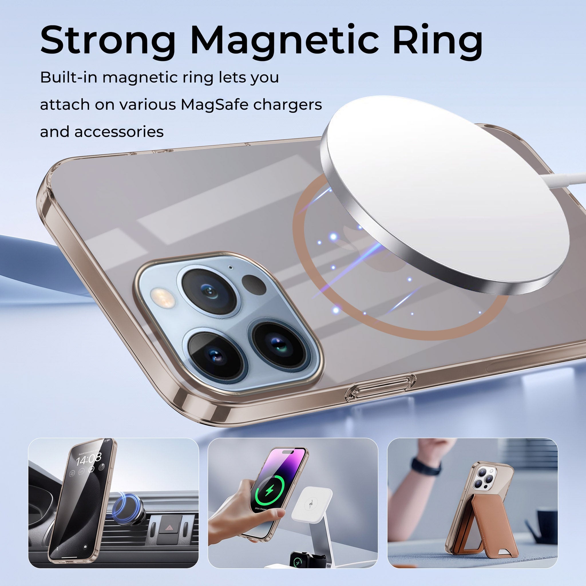 For Apple iPhone 13 Pro Max Back Case Cover Crystal Anti Yellow (Unbreakable PC | MagSafe Wireless Charging Support |Camera Protection Bump)