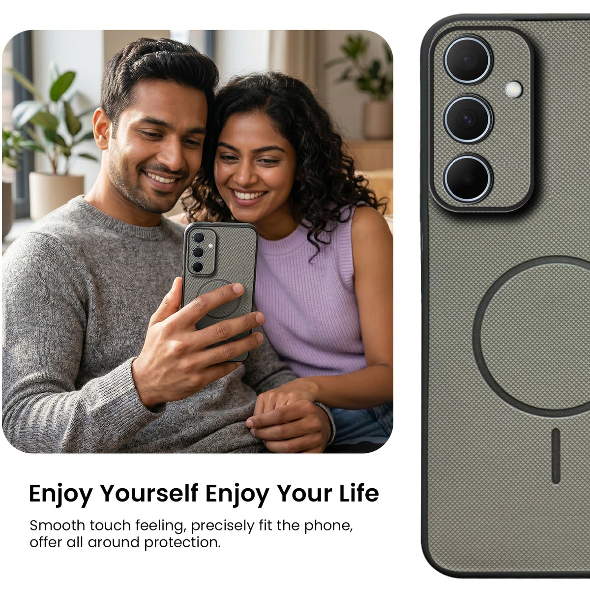 For Samsung Galaxy A35 5G Back Cover Case PU Leather (Texture Grip Design | Professional Minimalist | Camera Protection | Soft and Flexible)