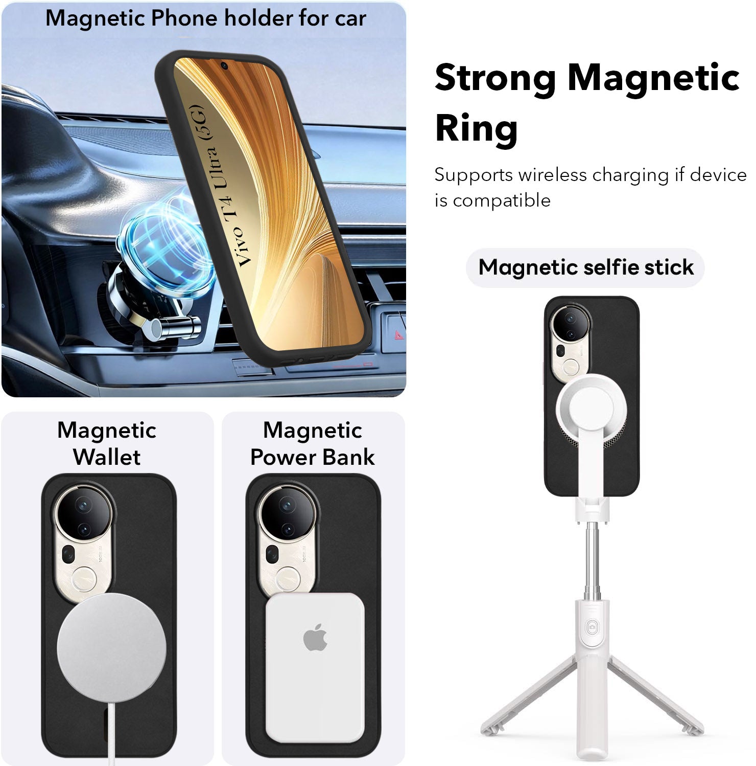 For Vivo T4 Ultra Back Cover Case Leather Finish (MagSafe Compatible Wireless Charging | Soft Touch | Camera Bump Protection)