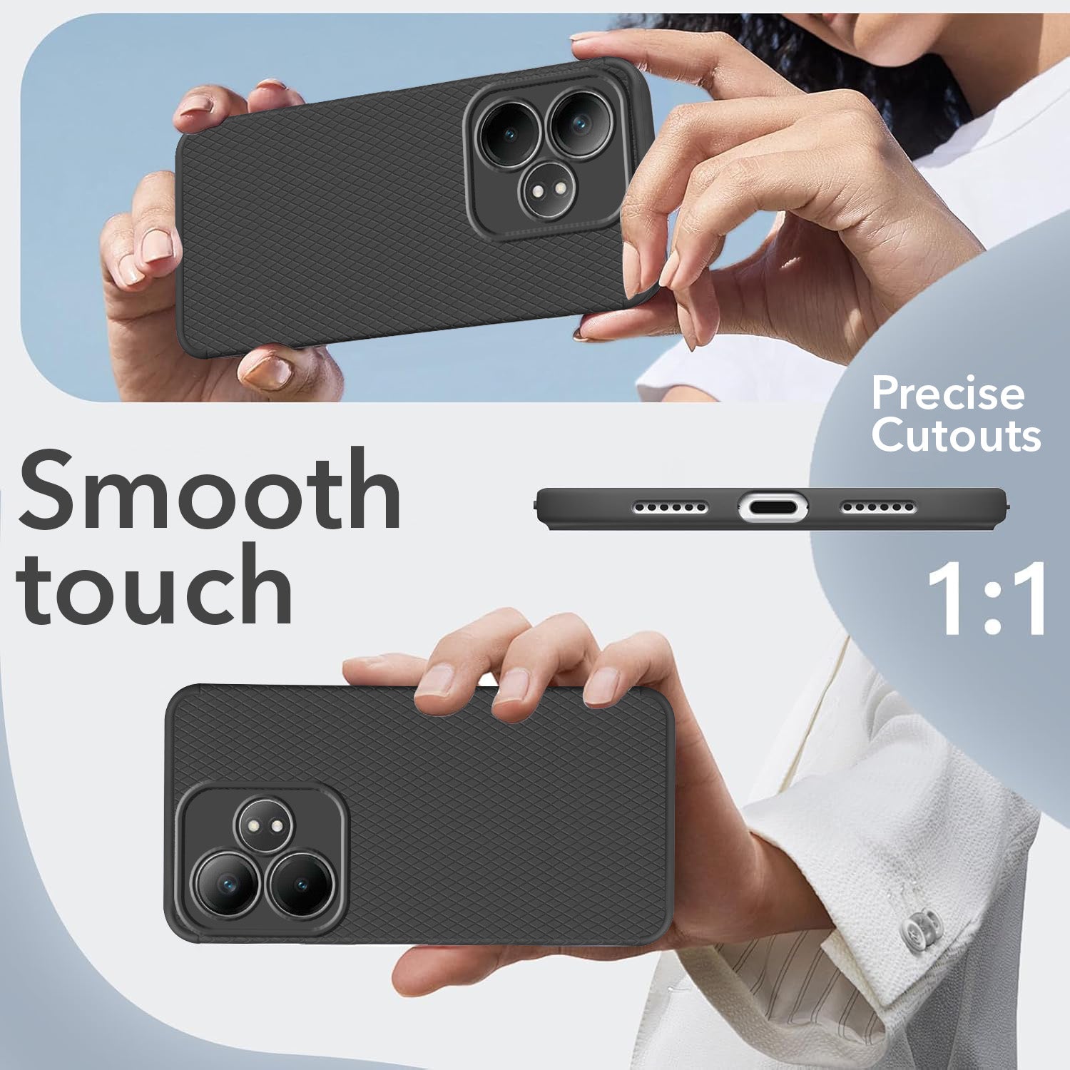 For Realme  GT 6 | GT 6T 5G Back Cover Case (Liquid Silicone | Side Grip | Camera Protection)