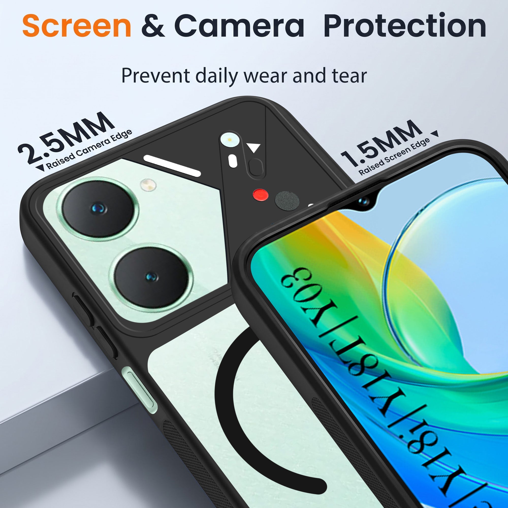 For Y18 | Vivo Y18e | Vivo Y03 | Vivo Y18i | Vivo Y18T Back Cover Case Lifetime Anti-Yellow Clear (Camera Protection | Side Grip | Wireless MagSafe Compatible)