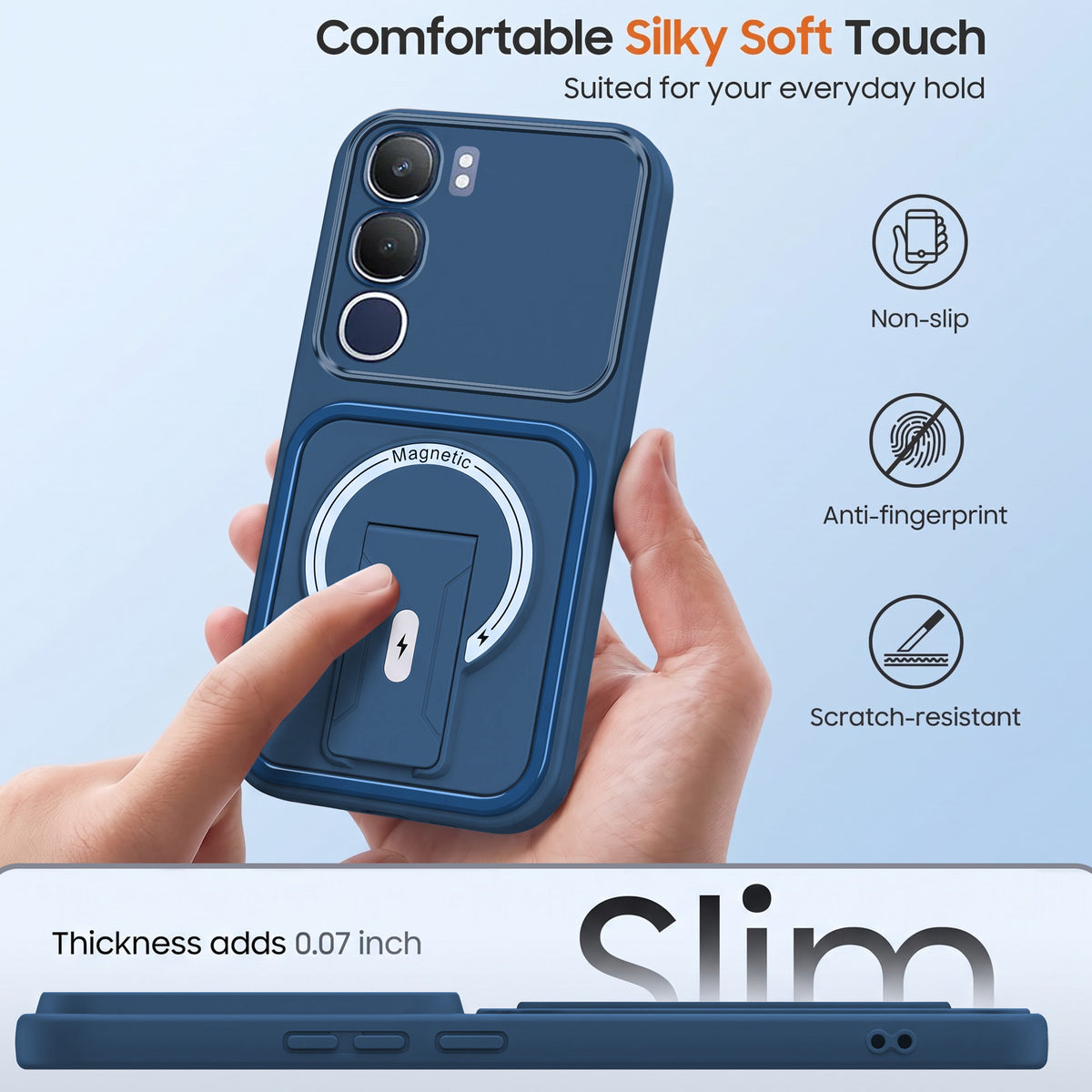 For Vivo Y29 Back Case Cover Metallic (Hybrid Armor Kickstand | MagSafe Compatible | Camera Protection Shockproof)