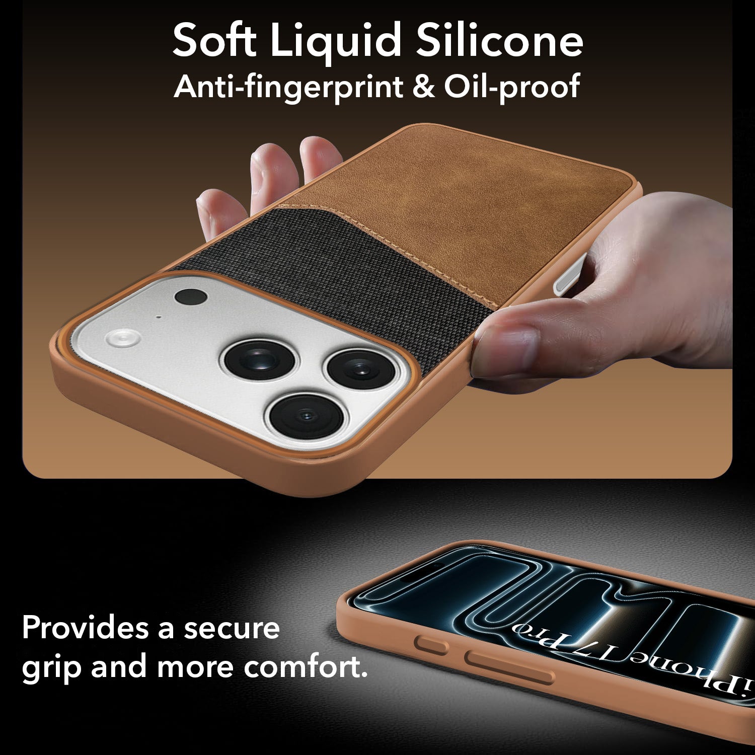 For Apple iPhone 17 Pro Back Cover Case (Dual PU Leather Stitch | Professional Minimalist | Soft and Flexible)