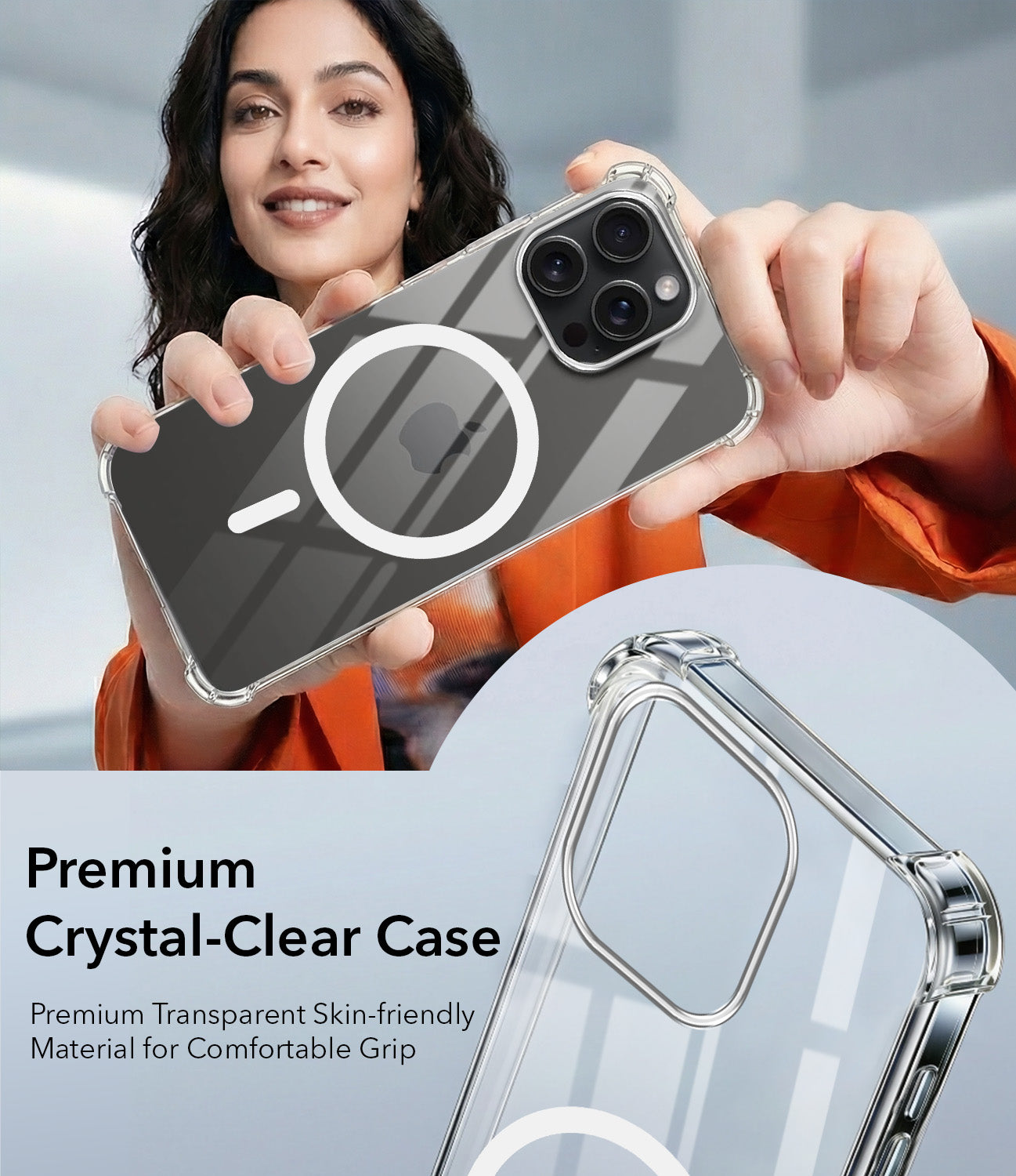 For Apple iPhone 15 Pro Max Back Cover Shockproof Crystal-Clear (Magsafe Wireless Support | Drop & Camera Protection | Hard Polycarbonate)