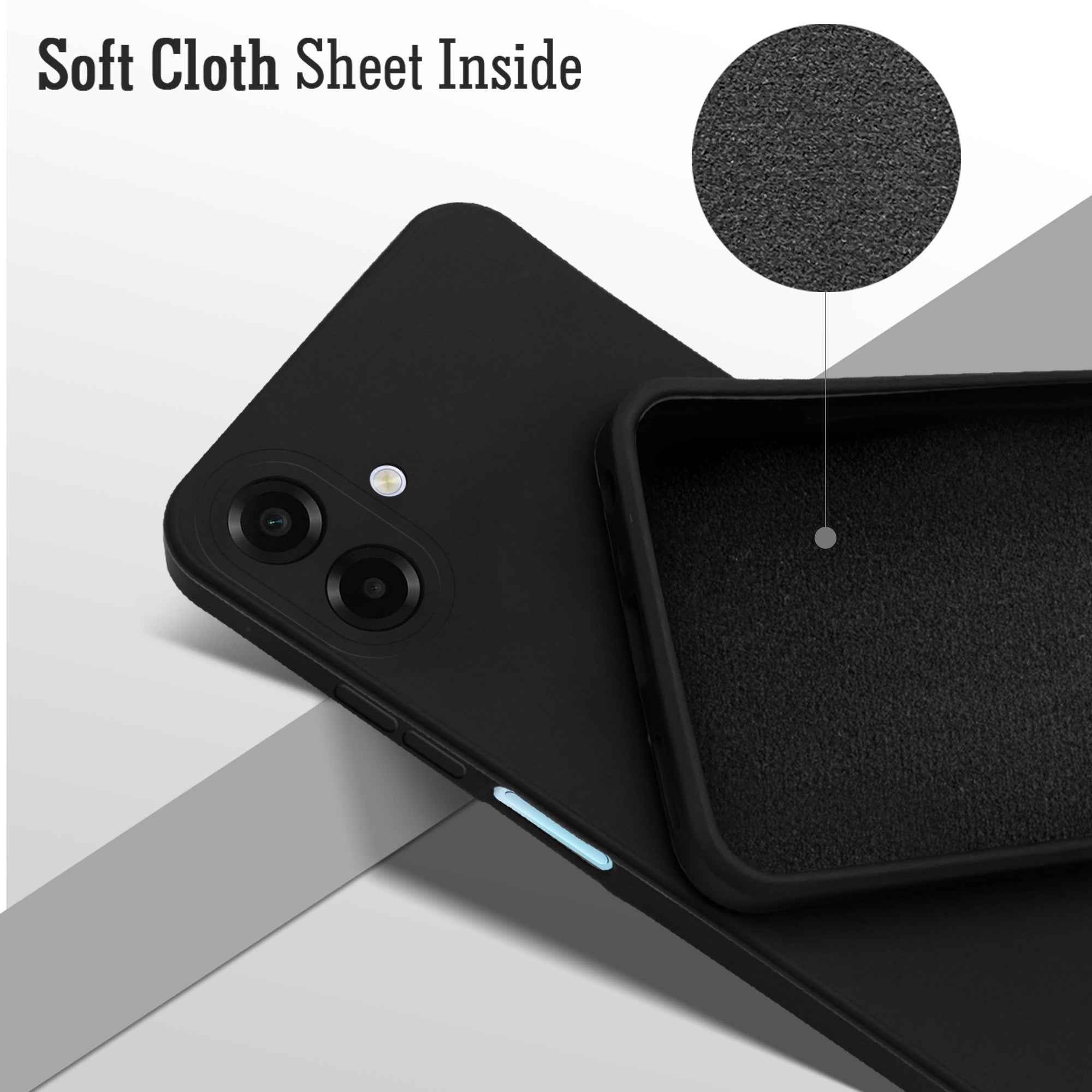 For Samsung Galaxy A07 | F70e 5G Back Case Cover (Inside Fiber cloth with Matte Finish Silicone |Black)