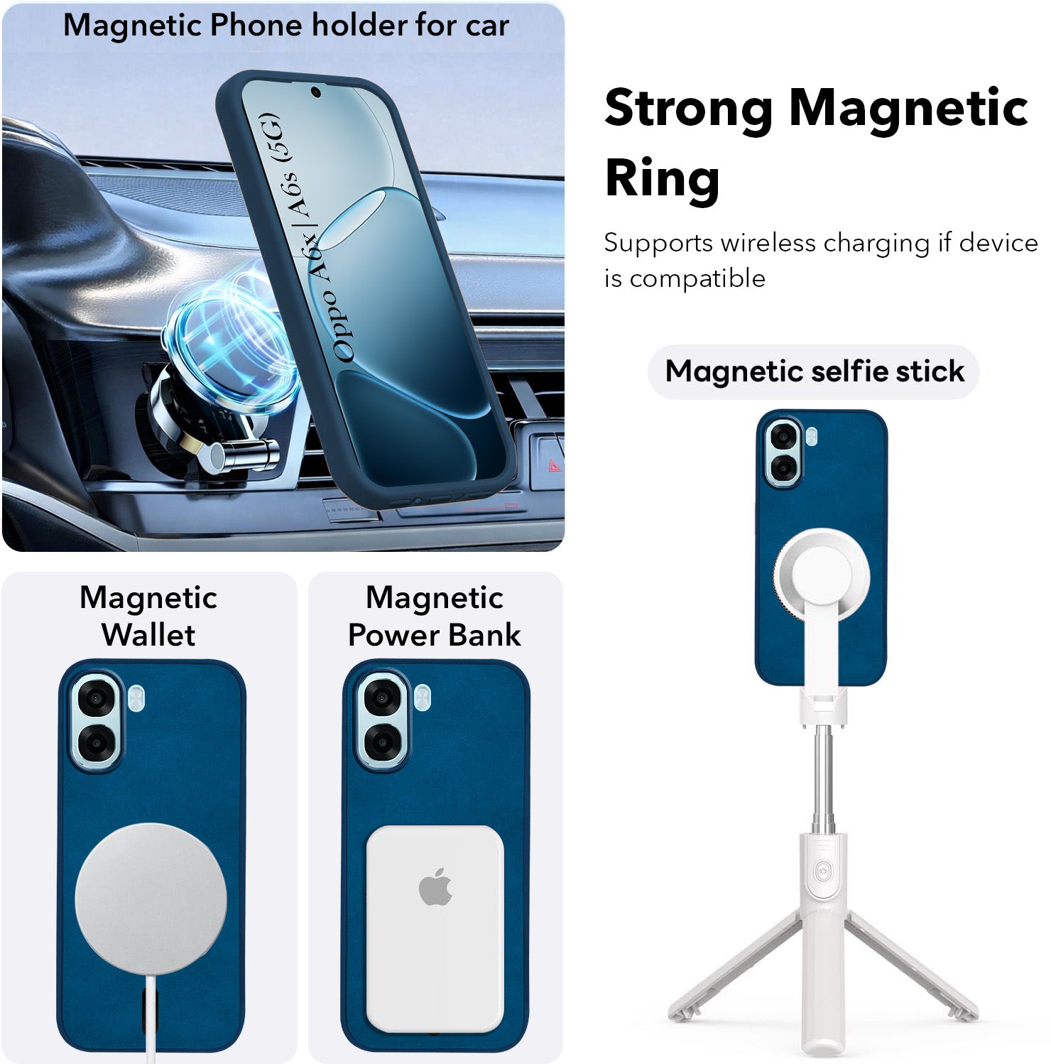 For Oppo A6X | Oppo A6S Back Cover Case Leather Finish (MagSafe Compatible Wireless Charging | Soft Touch | Camera Bump Protection)