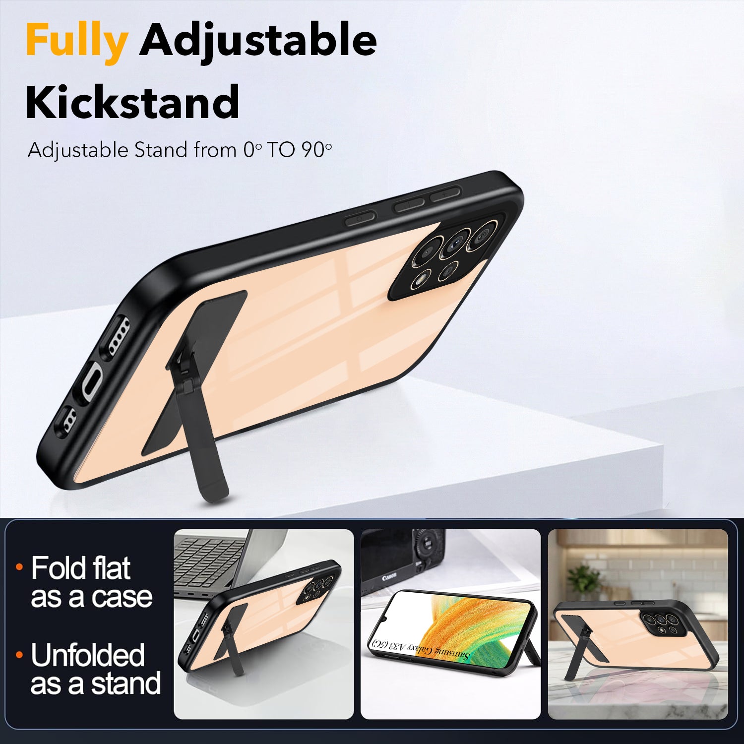 For Samsung Galaxy A33 5G Back Cover Case (Built-in Stand | Lifetime Anti Yellow | Kickstand Shockproof | Camera Protection | MagSafe Compatible)