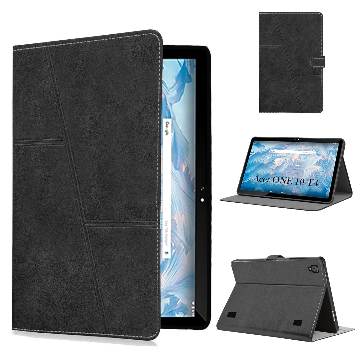 For Acer One 10 T4 Flip Cover Folio Case(PU Leather | Multi-Angle Smart Stand | Card Storage Slots | Silicone Back Pouch)