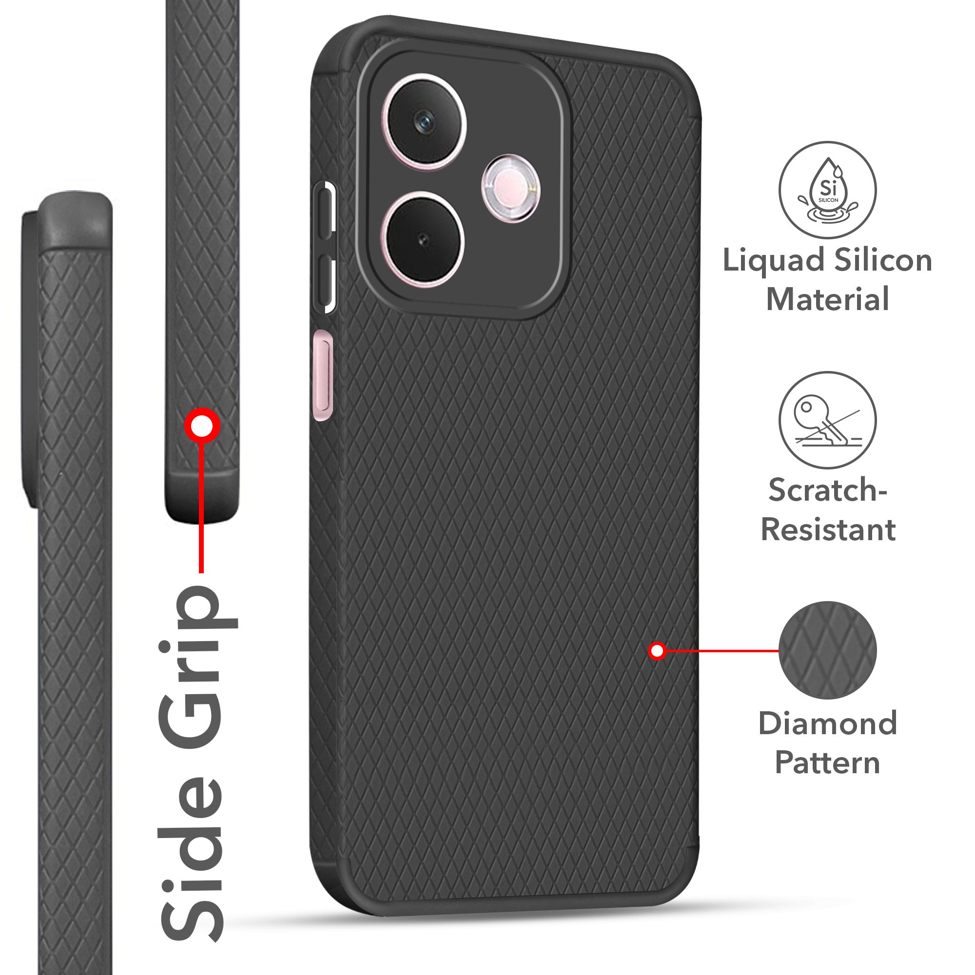 For Oppo A5 Pro Back Cover Case (Liquid Silicone | Side Grip | Camera Protection)