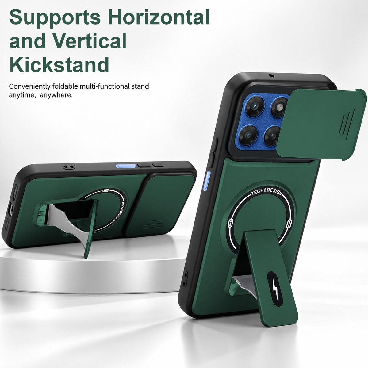 For Motorola Moto G77 Power Back Case Cover Metallic (Hybrid Armor Kickstand | MagSafe Compatible | Camera Protection Shockproof)