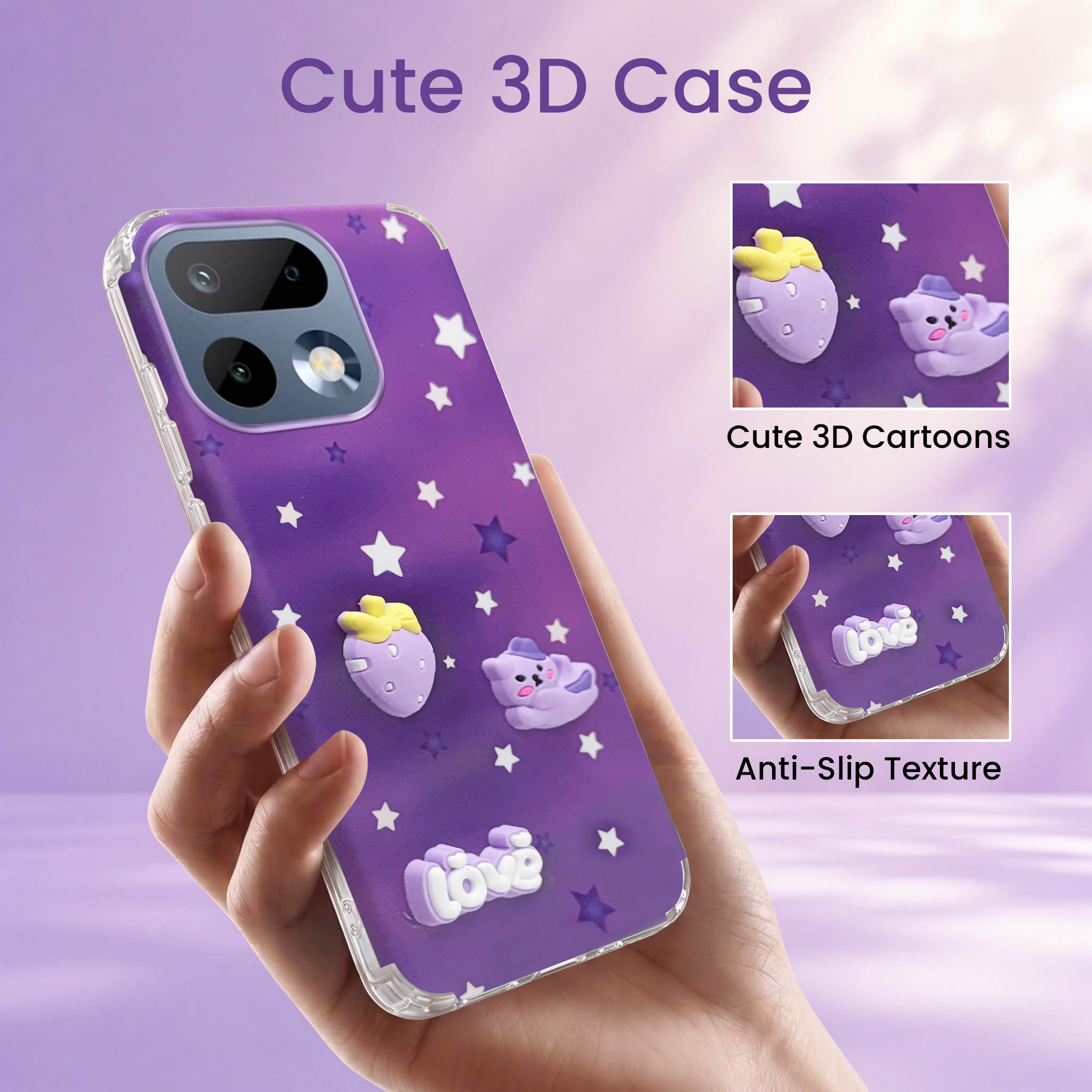 For Realme 16 Pro Back Cover Case (3D Cute Cartoons | Hard Back Side Soft | Matte Premium Finish | HD Printing)