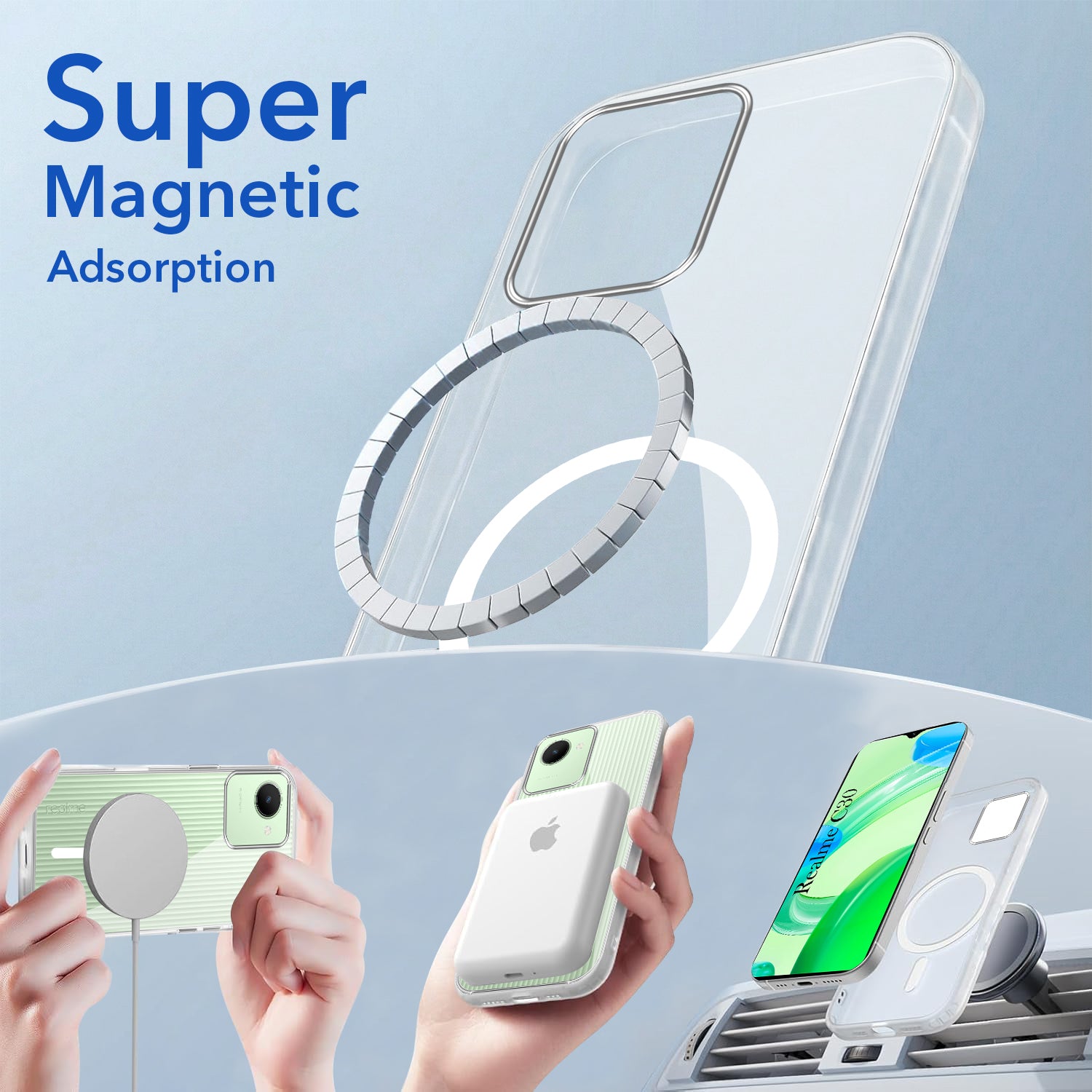 For Realme C30 | C30S Back Cover Case Lifetime Anti-Yellow MagSafe Compatible Clear (Sleek Hard Crystal | Shockproof and Camera Protection)