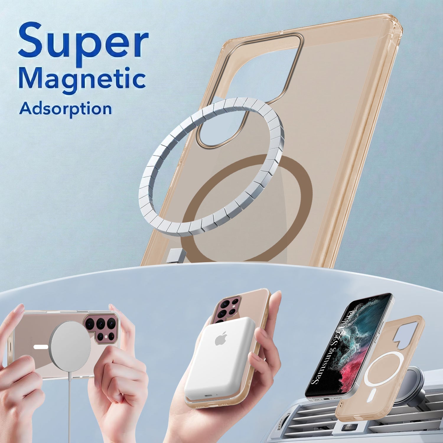For Samsung Galaxy S22 Ultra 5G Back Cover Case Lifetime Anti-Yellow MagSafe Compatible Clear (Sleek Hard Crystal | Shockproof and Camera Protection)