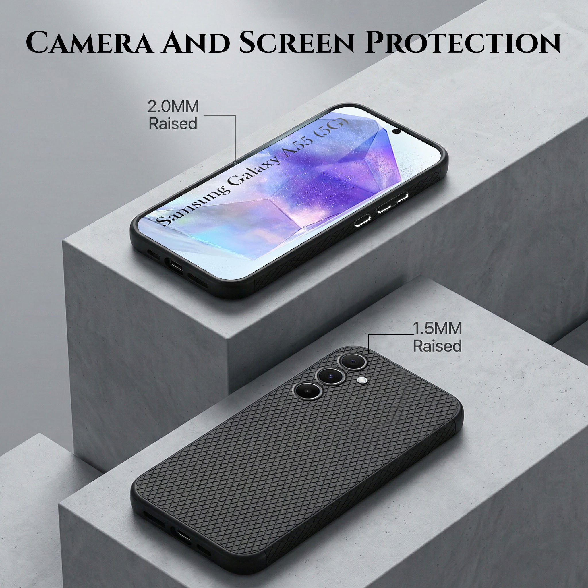 For Samsung Galaxy A55 5G Combo with Back Cover and 9H Tempered Glass (Liquid Silicone | Camera Protection | Oleophobic Coating Screen Glass)