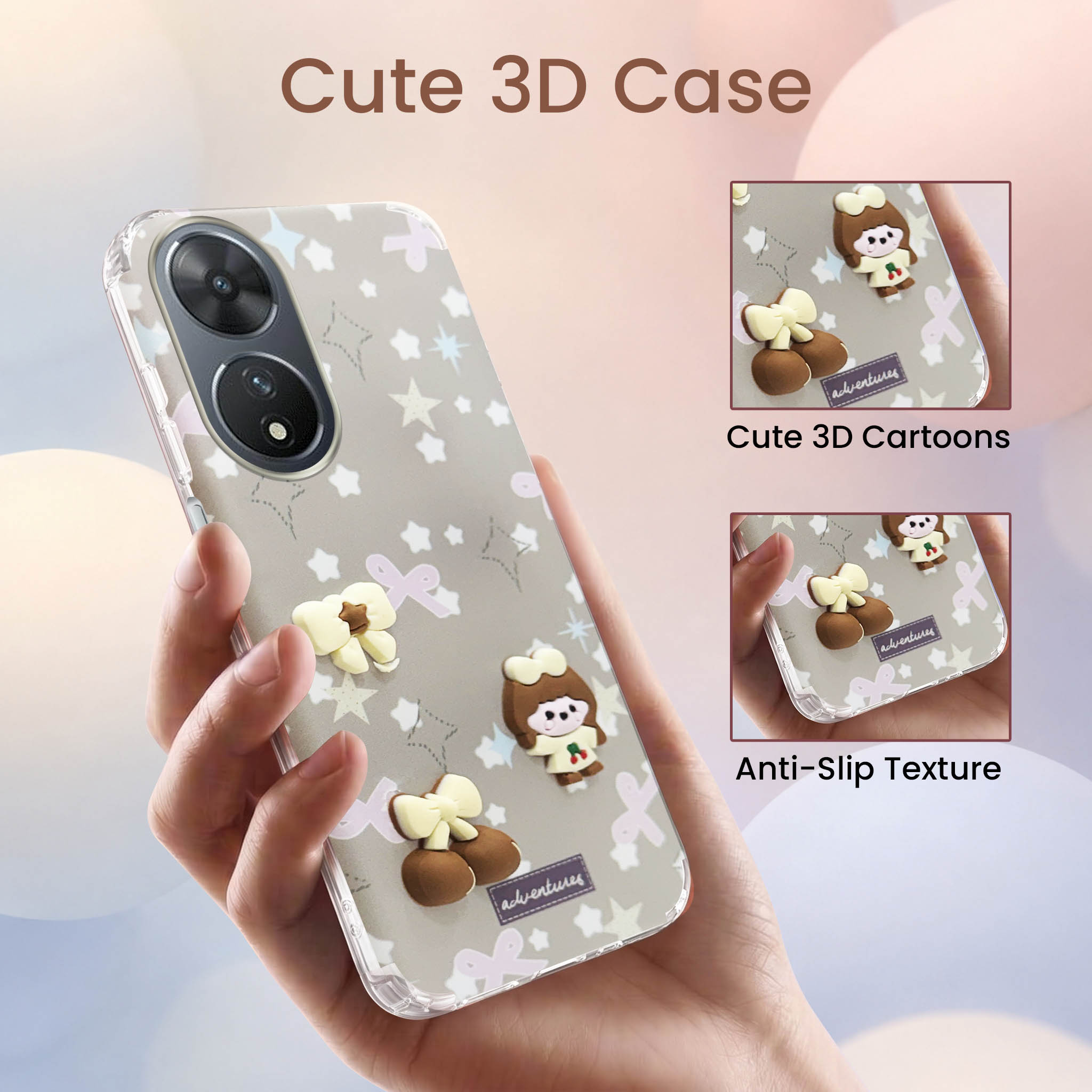 For Vivo T2 Back Cover Case (3D Cute Cartoons | Hard Back Side Soft | Matte Premium Finish | HD Printing)