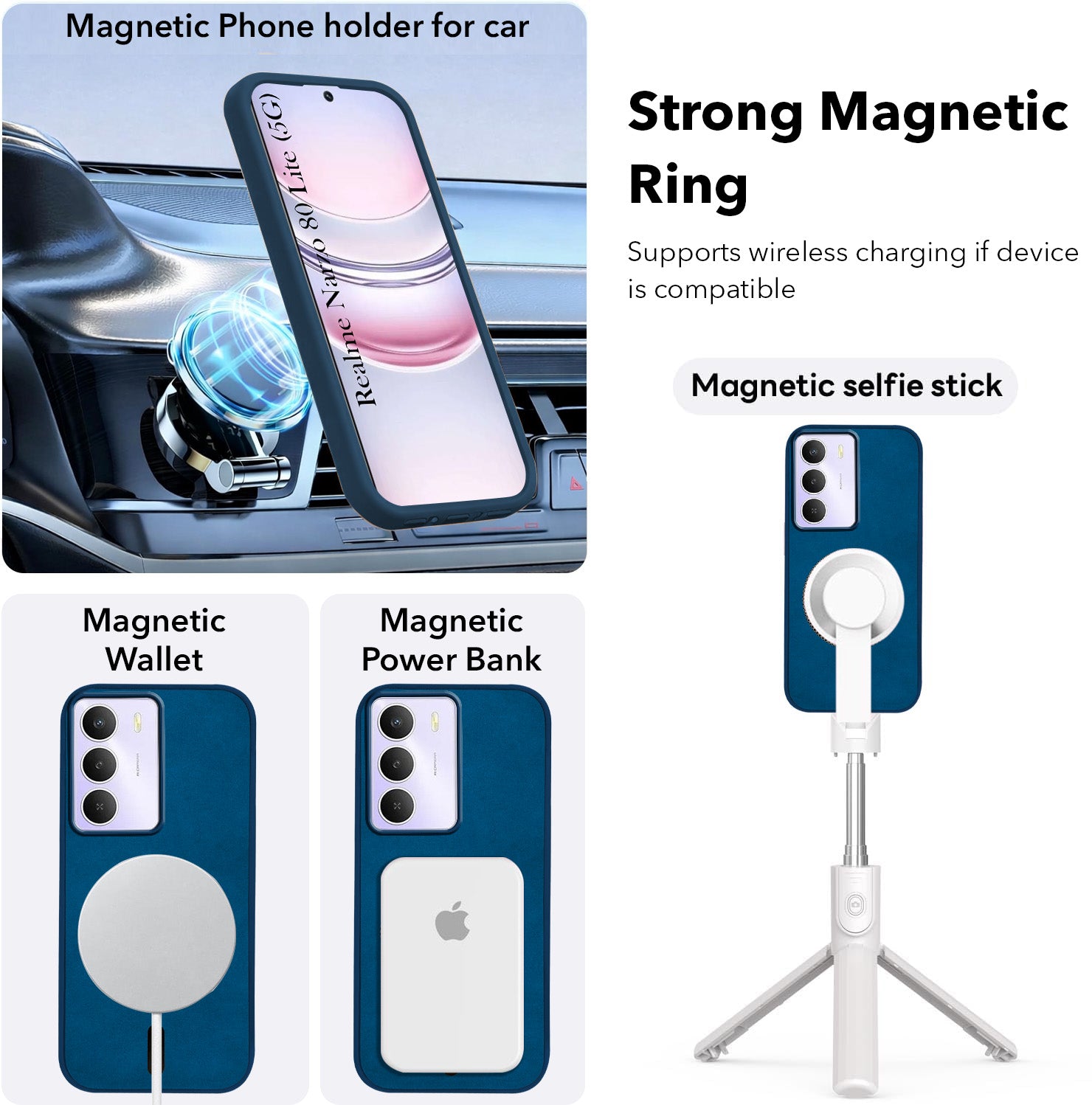 For Realme Narzo 80 Lite 5G Back Cover Case Leather Finish (MagSafe Compatible Wireless Charging | Soft Touch | Camera Bump Protection)