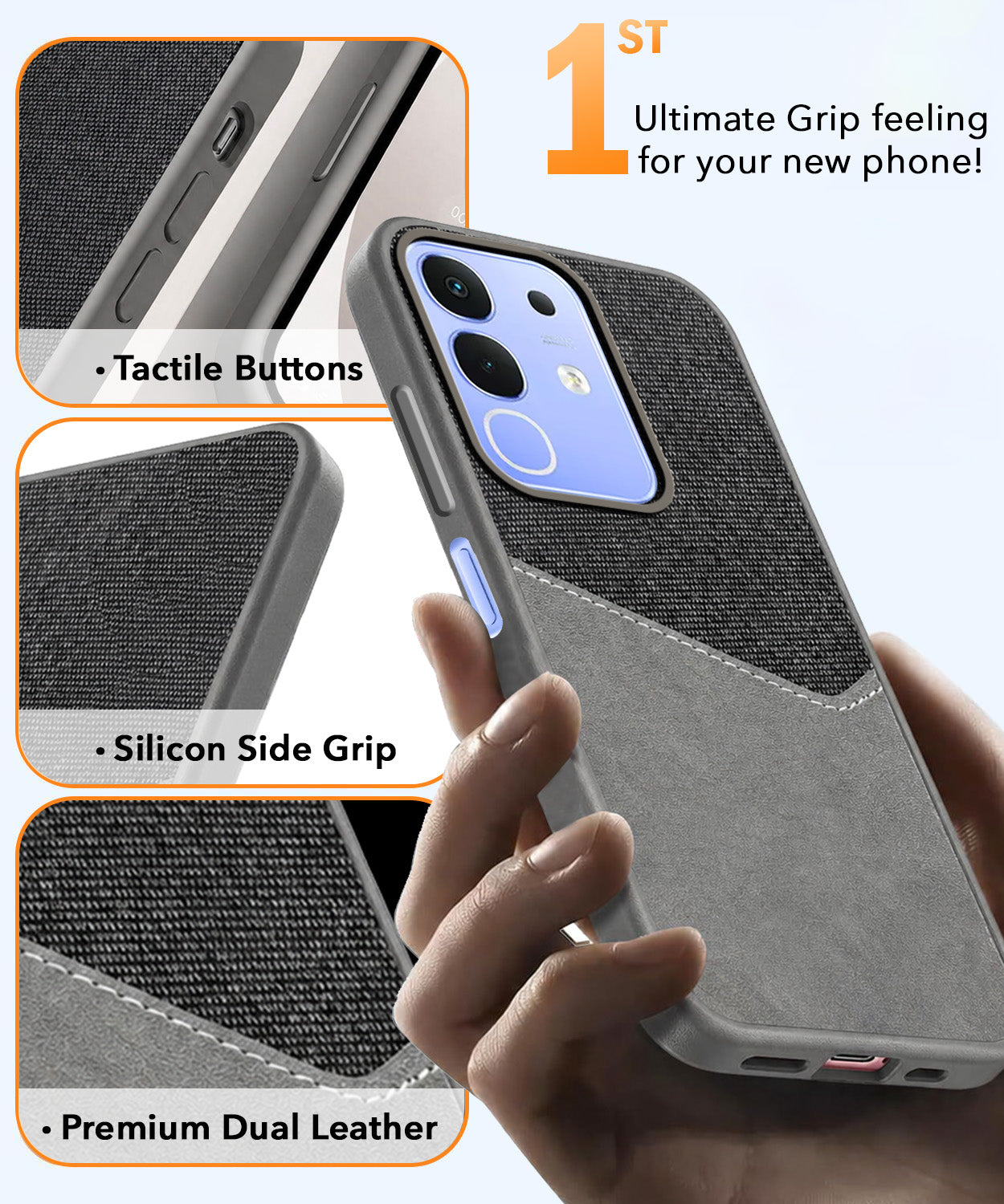 For Vivo iQOO Z10x Back Cover Case (Dual PU Leather Stitch | Professional Minimalist | Soft and Flexible)