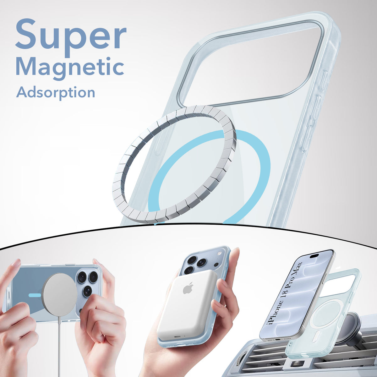 For Apple iPhone 18 Pro Max Back Cover Case Lifetime Anti-Yellow MagSafe Compatible Clear (Sleek Hard Crystal | Shockproof and Camera Protection)