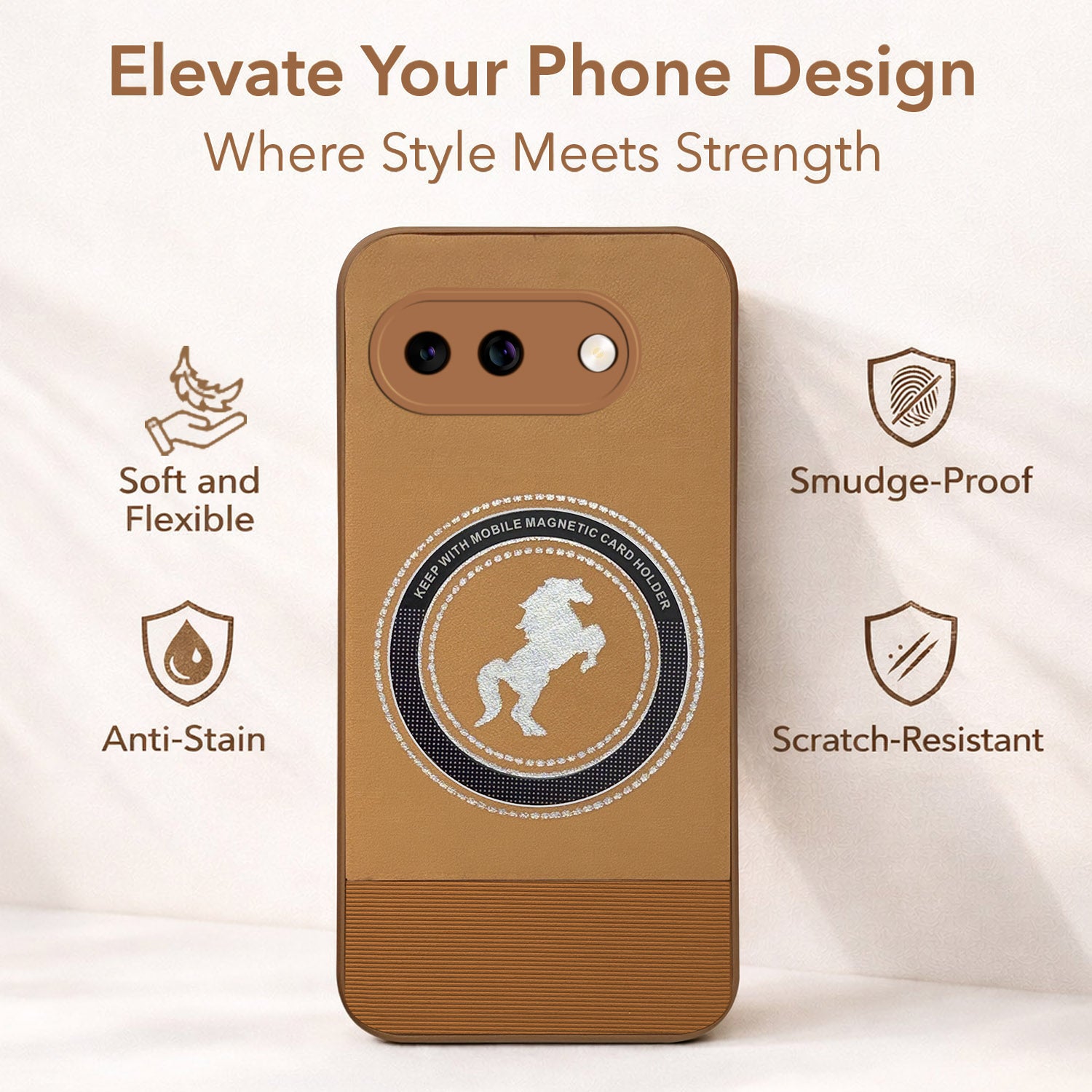 For Google Pixel 9A PU Leather Finish Back Cover Case (Professional Minimalist Texture | MagSafe Compatile | Camera Protection | Sleek Sober Formal)