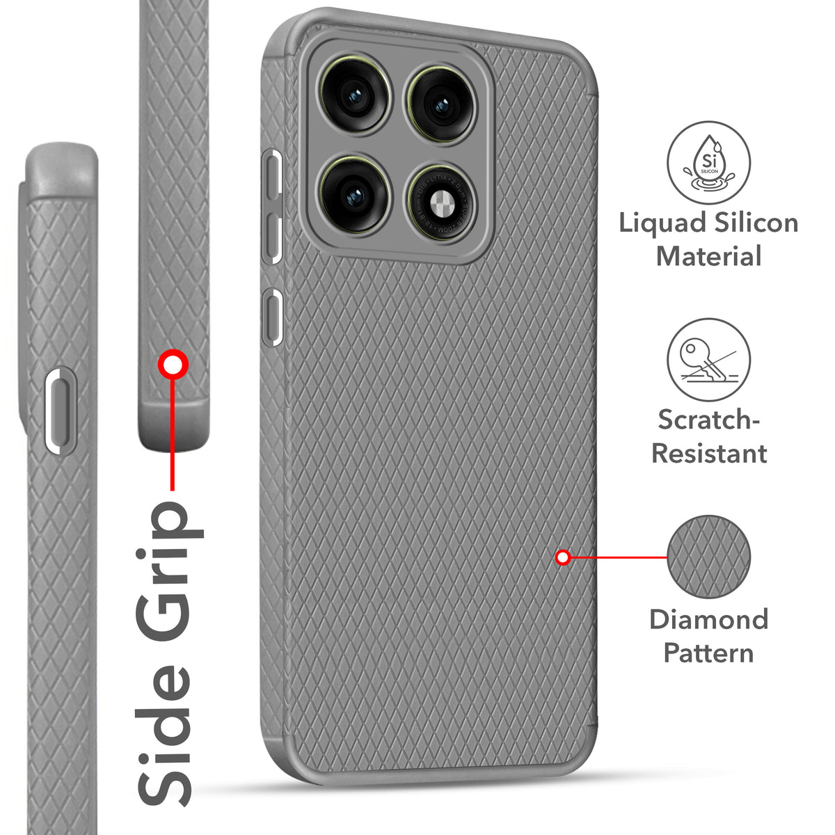 For Motorola Edge 70 Pro |  Motorola Edge 70 Pro Plus Back Cover Case Liquid Silicone (Camera Protection | Side Grip Texture | Soft and Flexible)