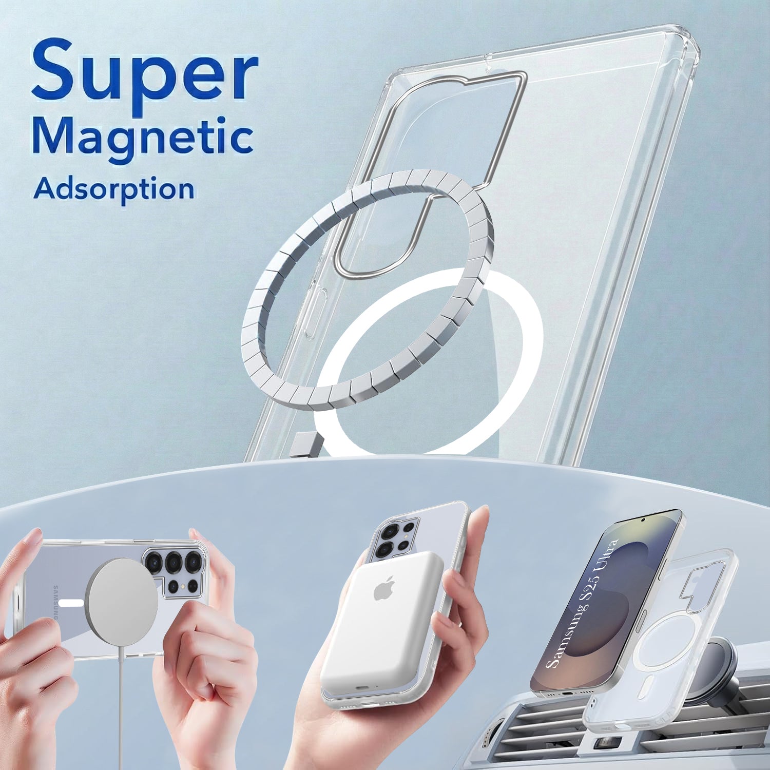 For Samsung Galaxy S25 Ultra Back Cover Case  Lifetime Anti-Yellow MagSafe Compatible Clear (Sleek Hard Crystal | Shockproof and Camera Protection)