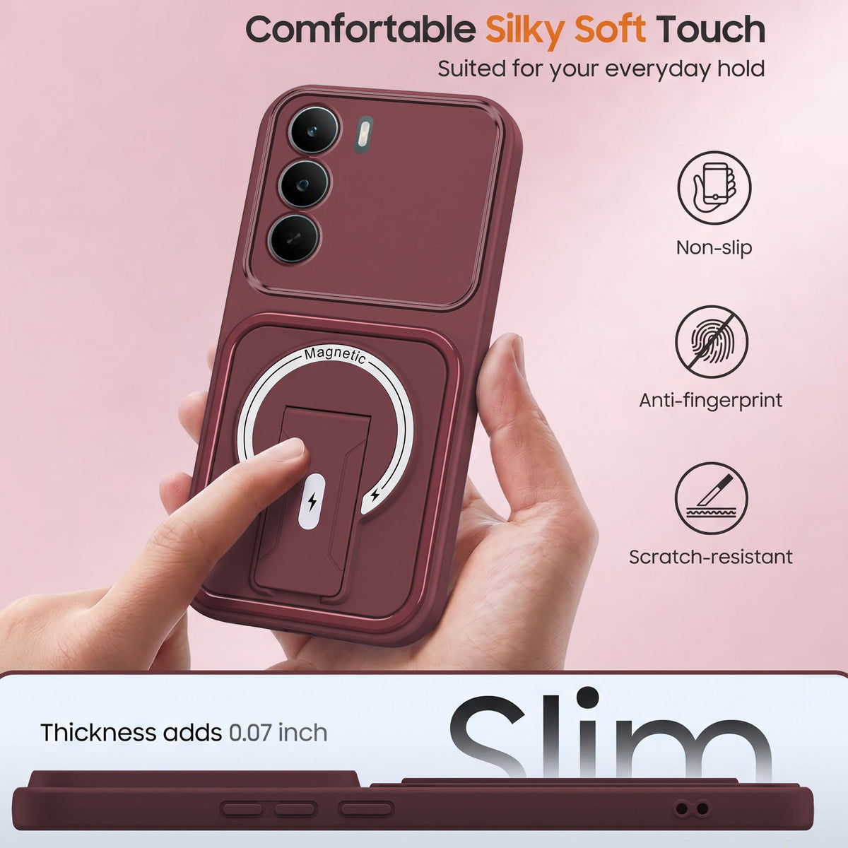 For Realme C73 Back Case Cover Metallic (Hybrid Armor Kickstand | MagSafe Compatible | Camera Protection Shockproof)