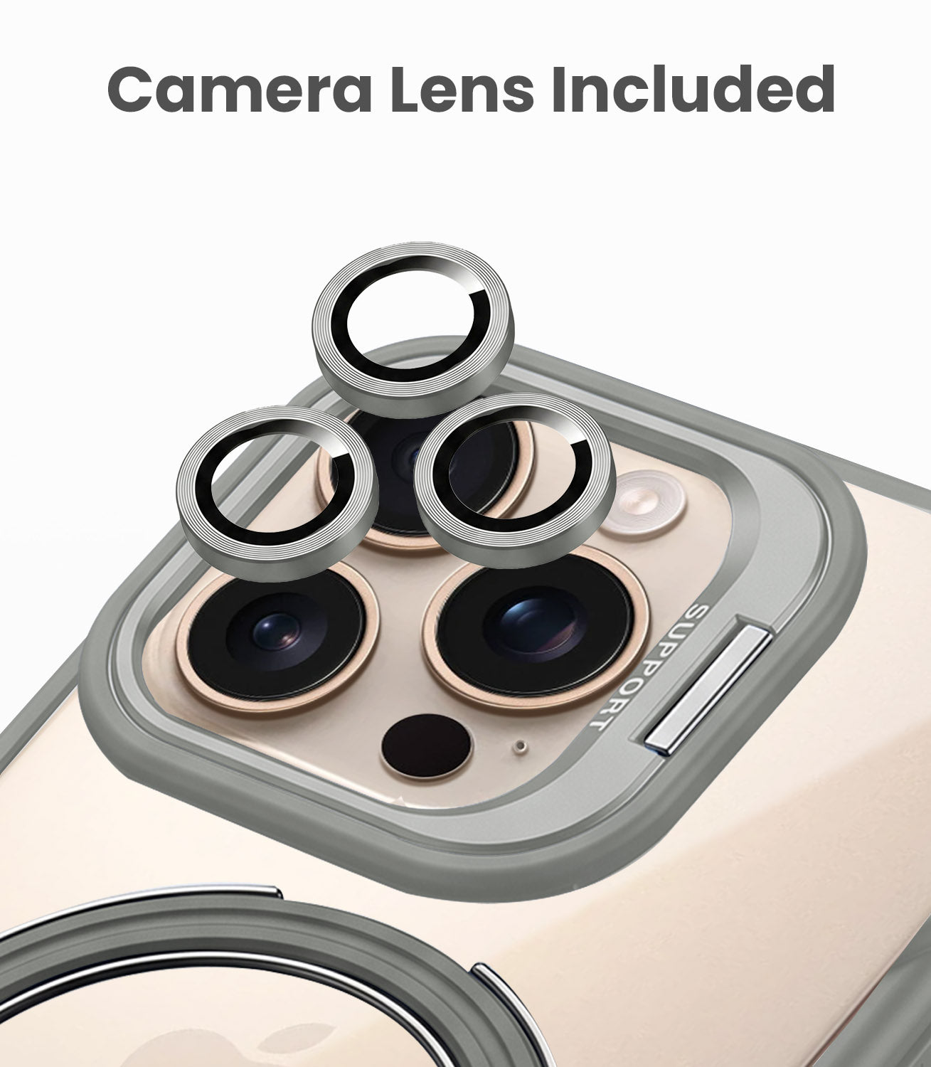 For Apple iPhone 16 Pro Back Cover Case Crystal (Lifetime Anti Yellow | Magnetic Ring Stand | Camera Lens Protection | MagSafe Compatible)